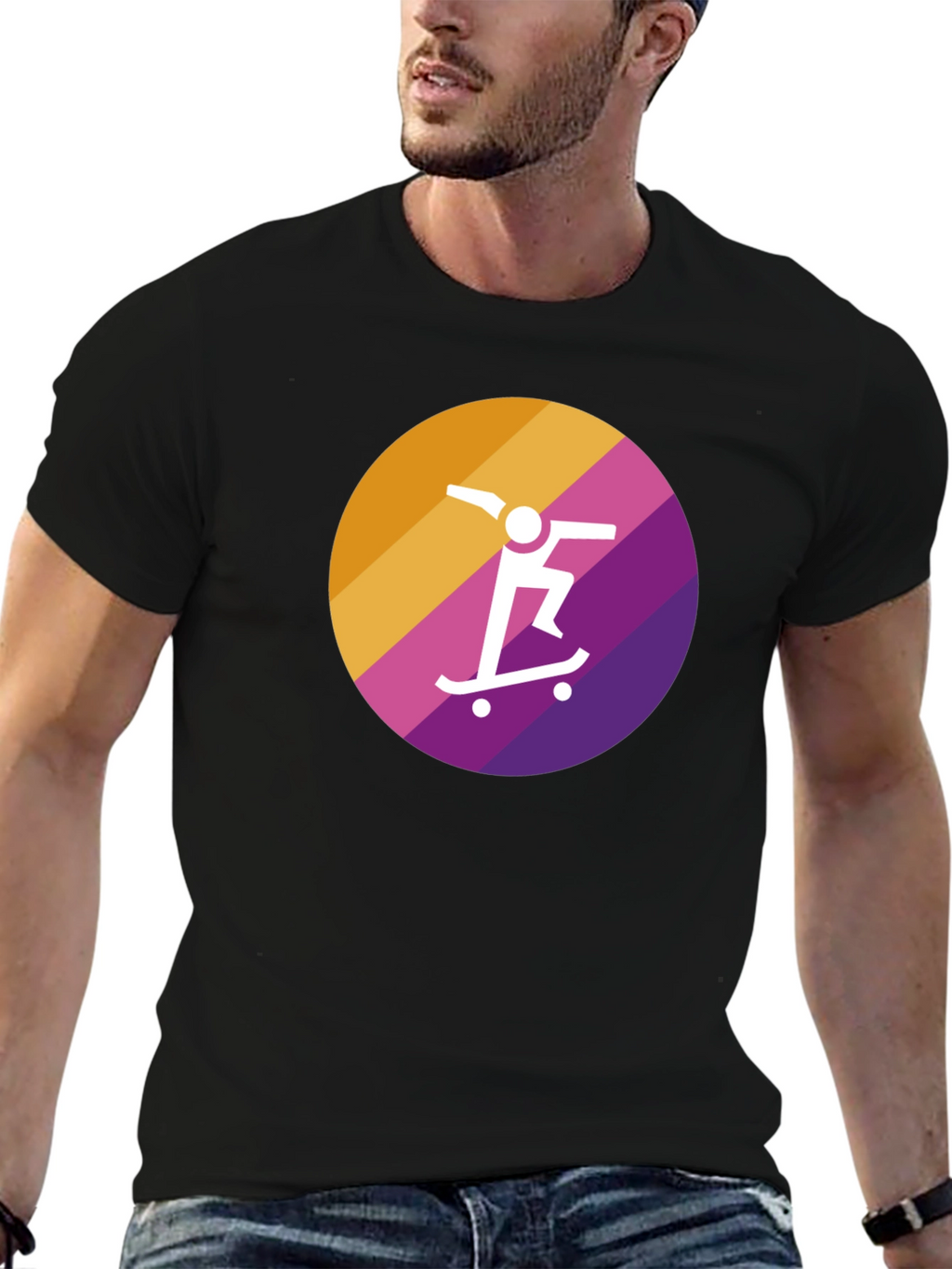 Skateboarder Graphic Tee - Black Cotton Blend