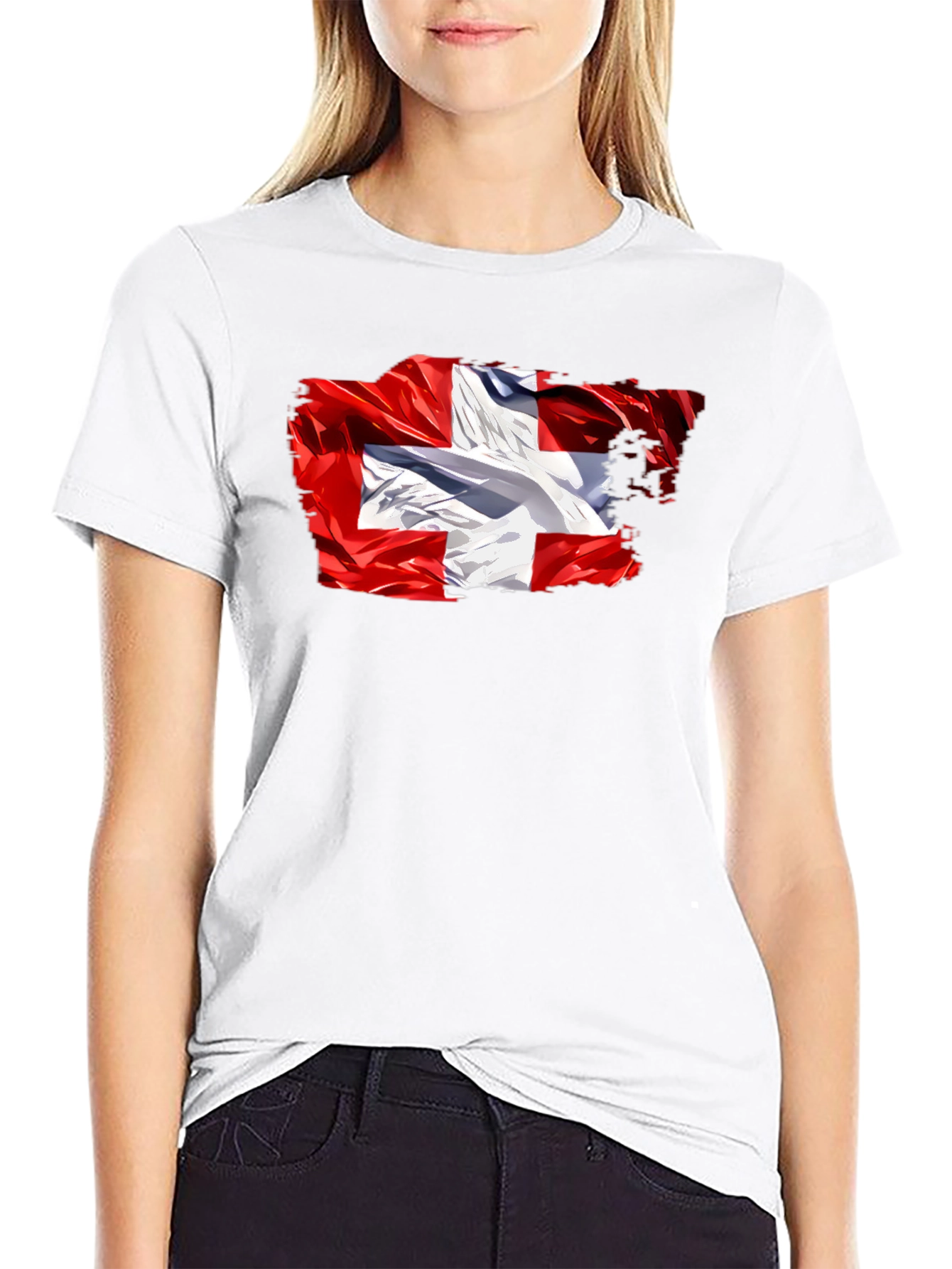 Switzerland Flag Graphic Tee - Soft Black Cotton T-Shirt