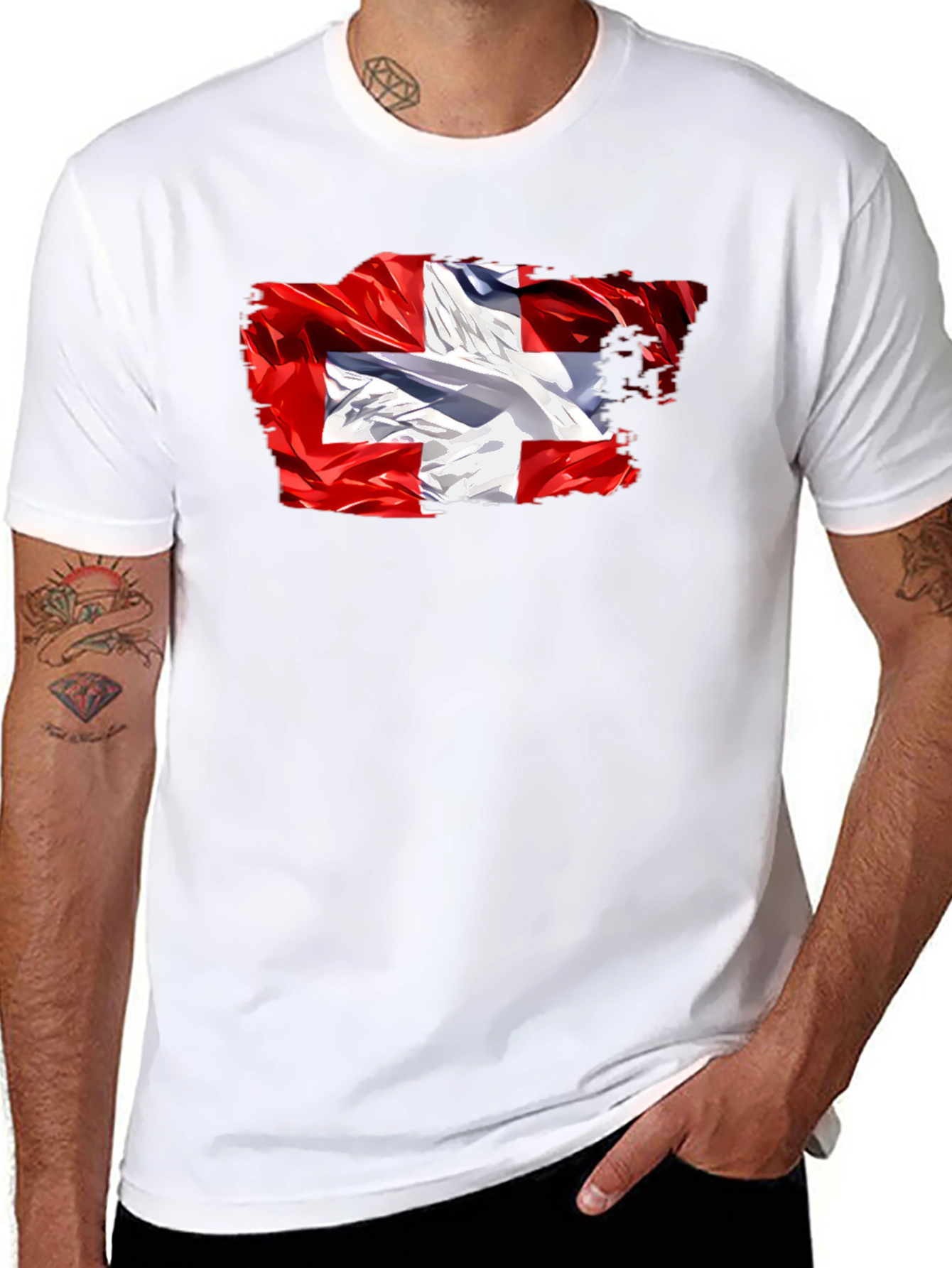 Switzerland Flag Graphic Tee - Soft Black Cotton T-Shirt