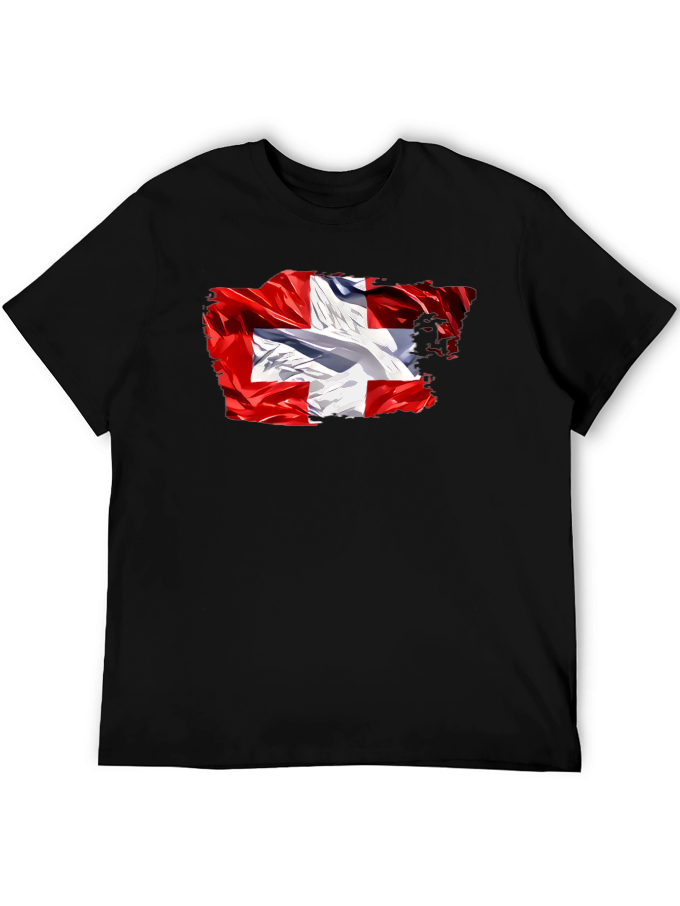 Switzerland Flag Graphic Tee - Soft Black Cotton T-Shirt