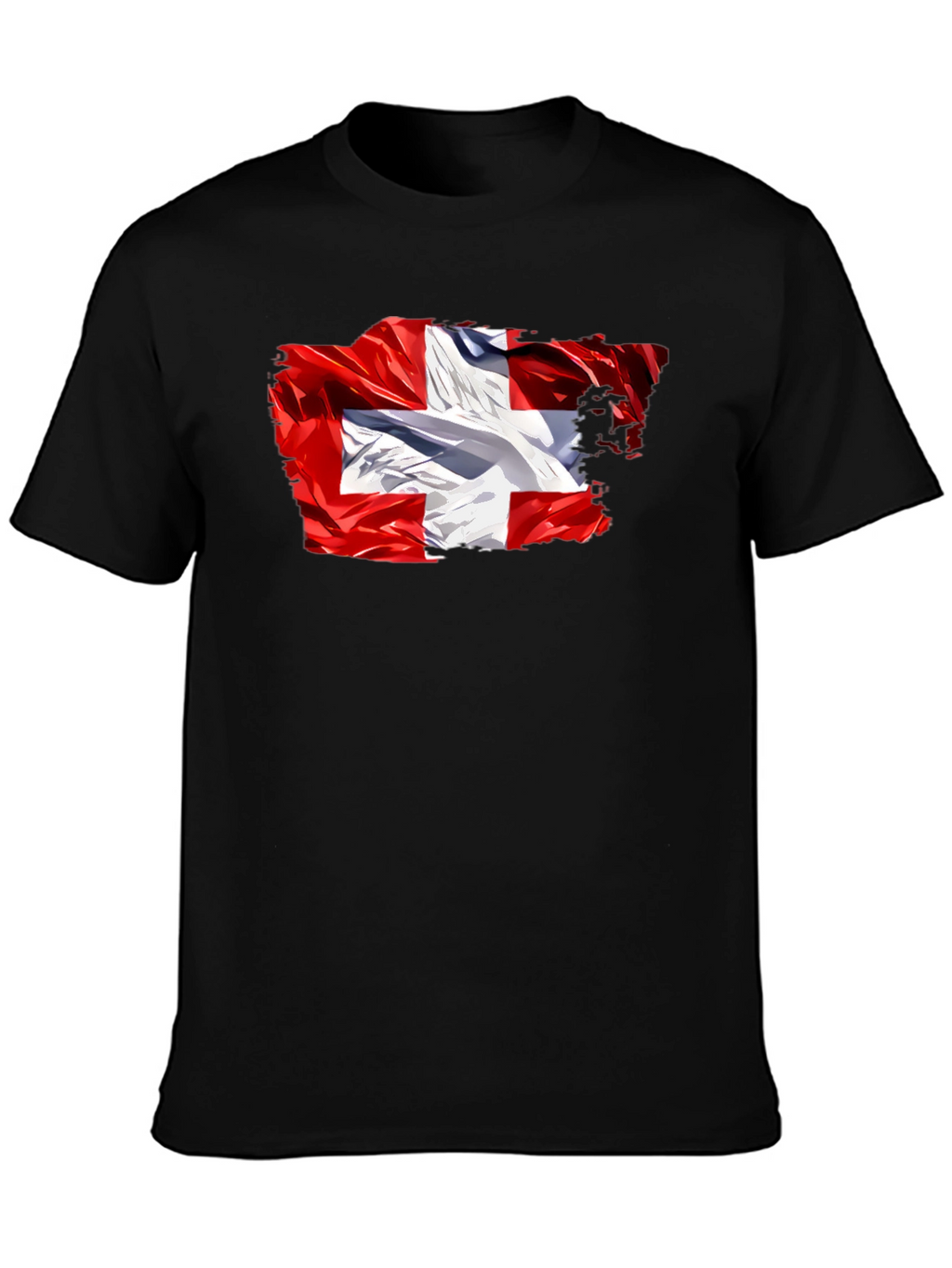 Switzerland Flag Graphic Tee - Soft Black Cotton T-Shirt