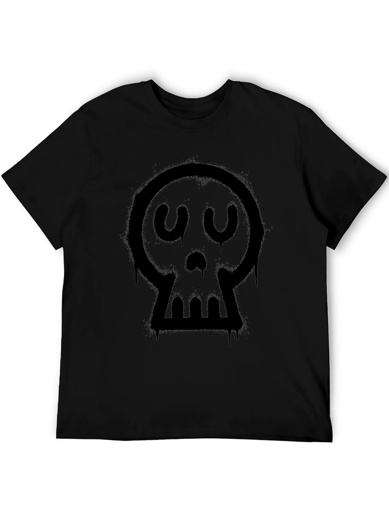 Spray Paint Skull Graphic Tee - Black Cotton Blend