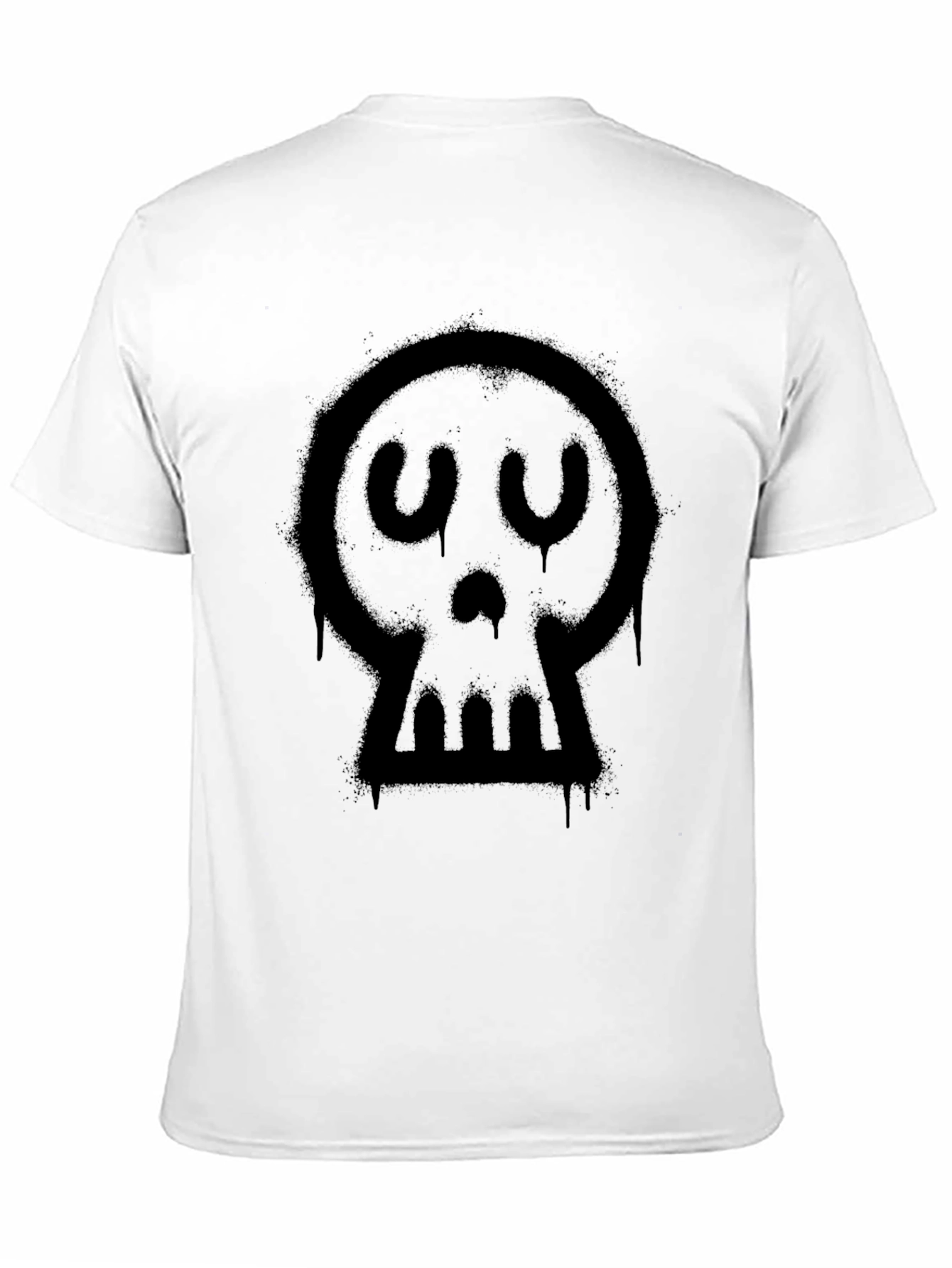 Spray Paint Skull Graphic Tee - Black Cotton Blend