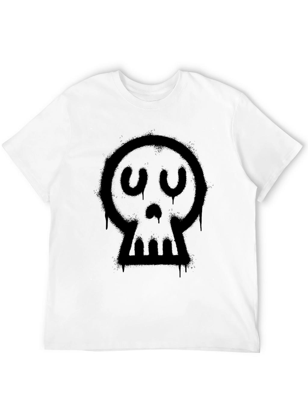 Spray Paint Skull Graphic Tee - Black Cotton Blend