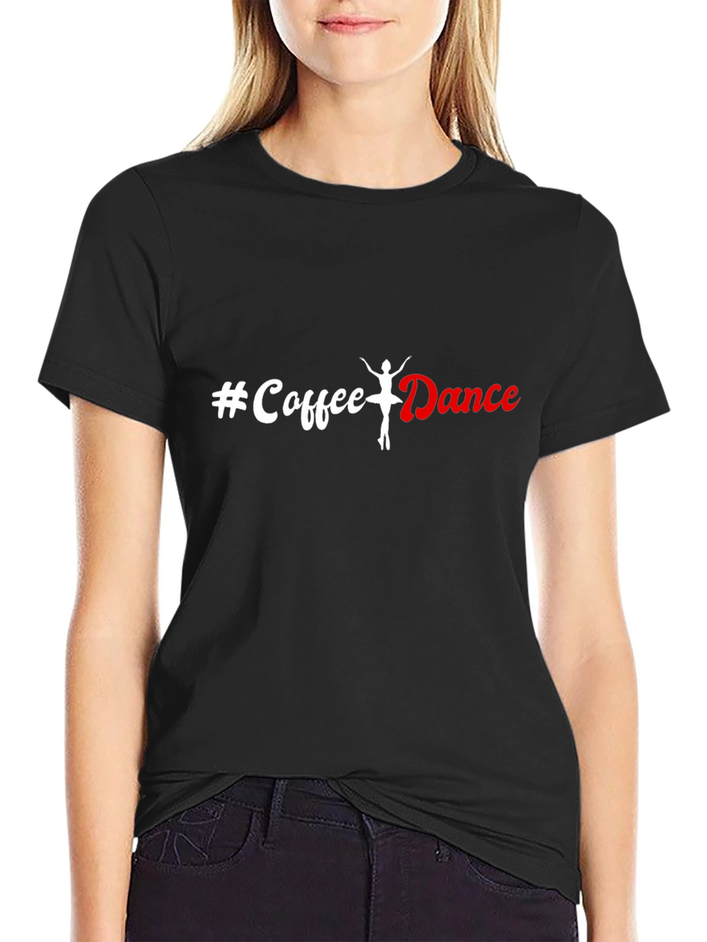 Coffee Dance Graphic Tee - Black Cotton Casual
