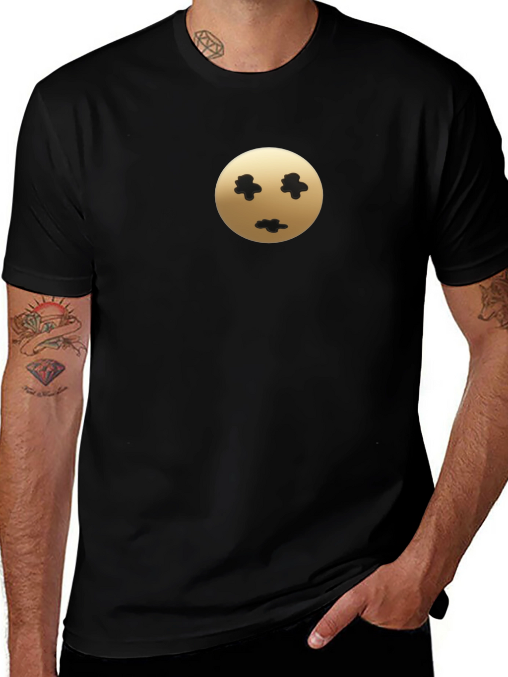 Mens Black T-Shirt with Unique Graphic Print