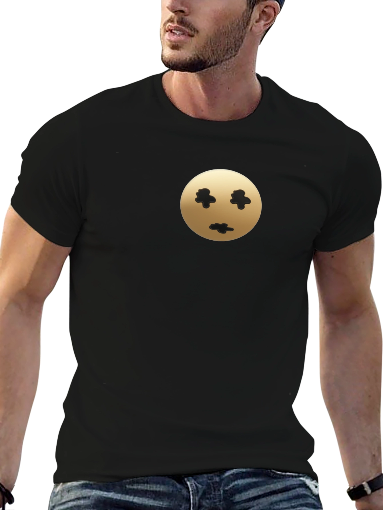 Mens Black T-Shirt with Unique Graphic Print