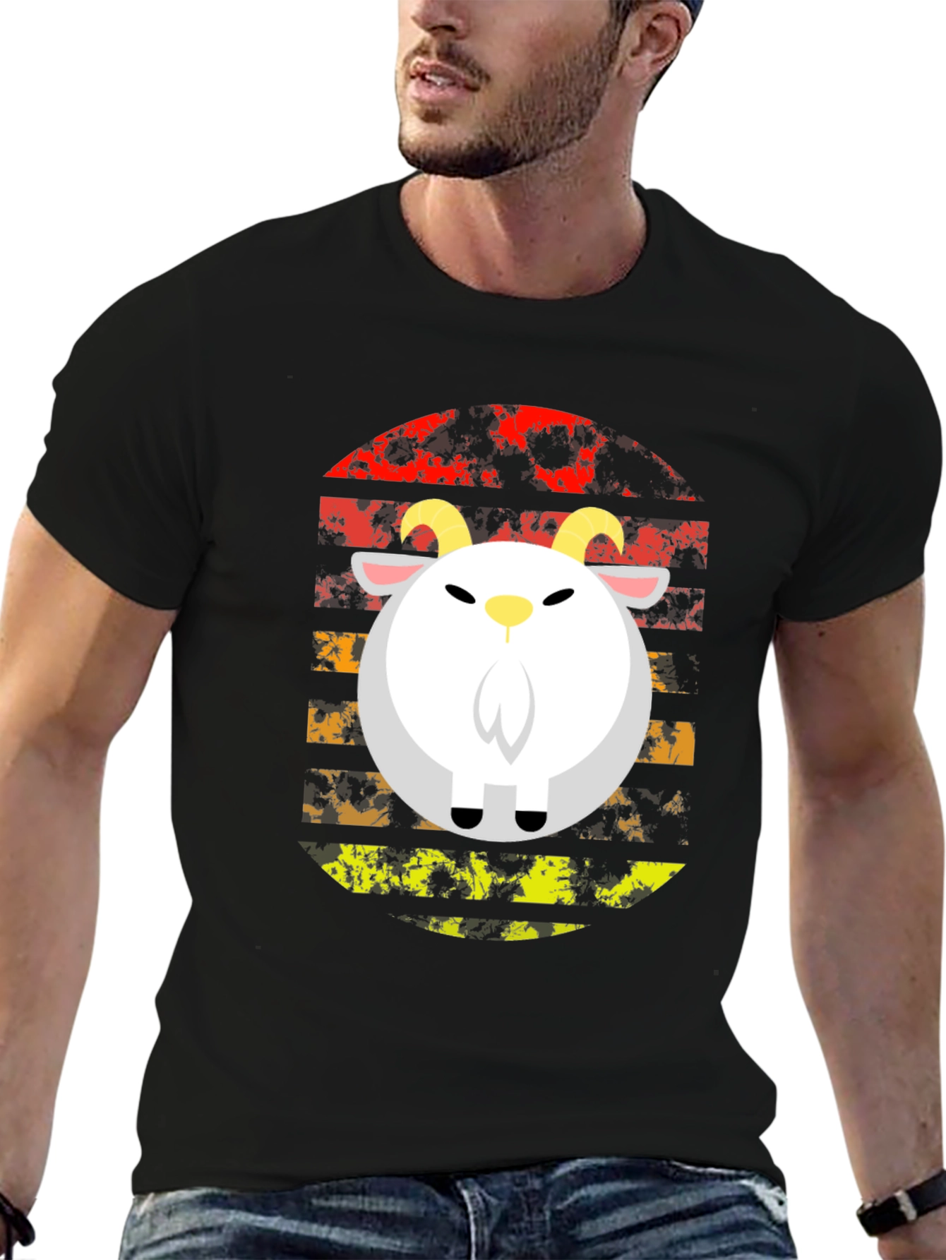 Retro Goat Graphic Tee - Black