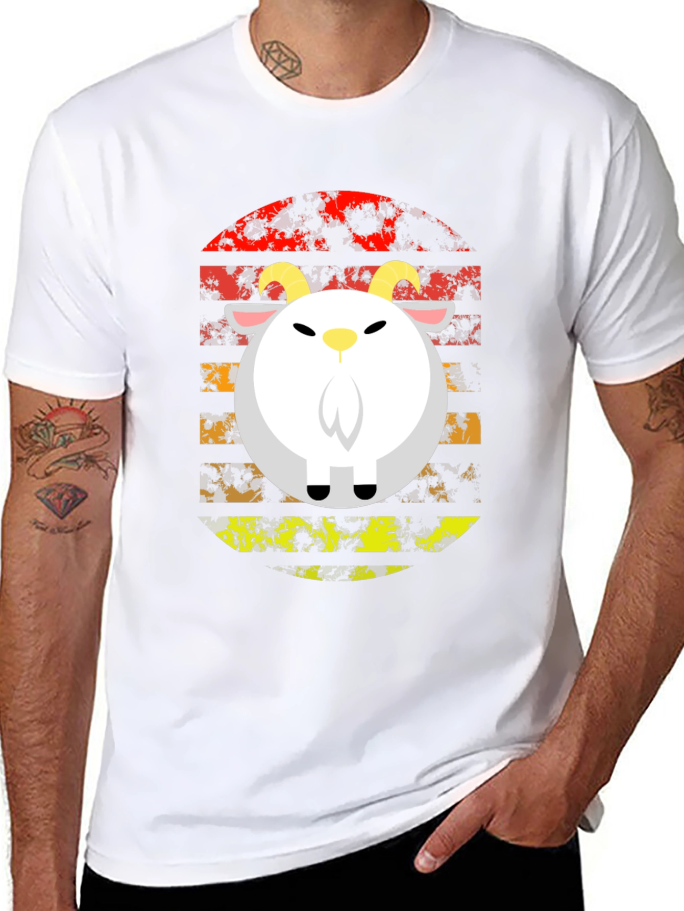 Retro Goat Graphic Tee - Black