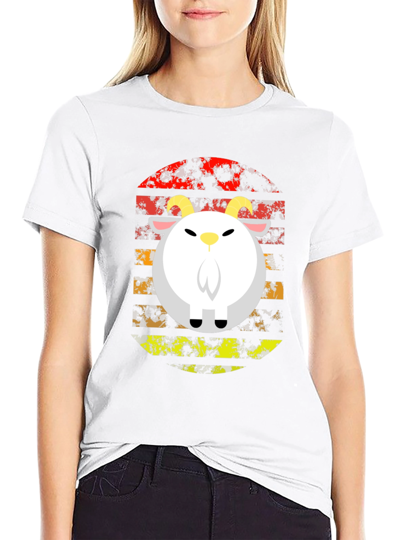 Retro Goat Graphic Tee - Black