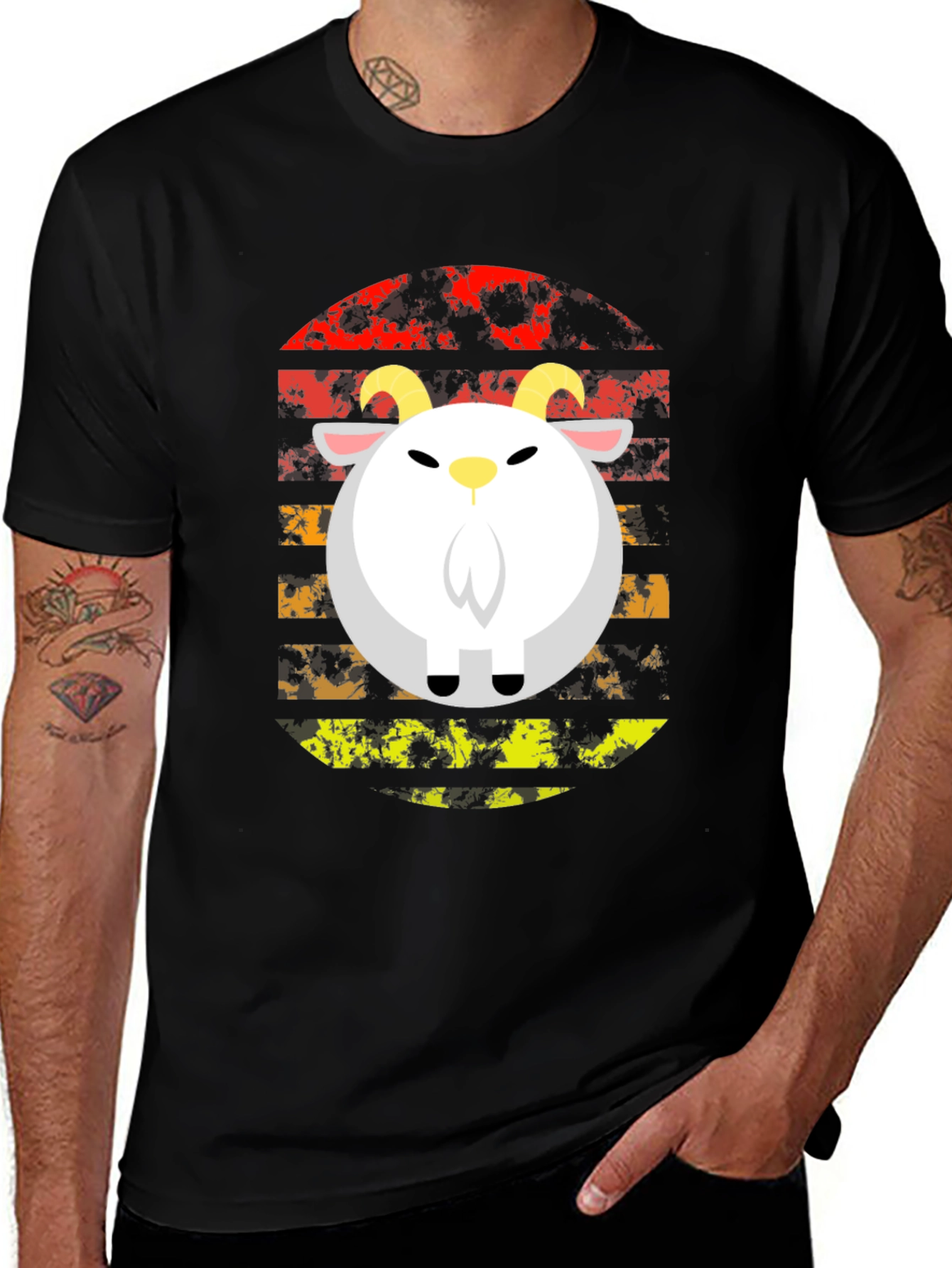 Retro Goat Graphic Tee - Black