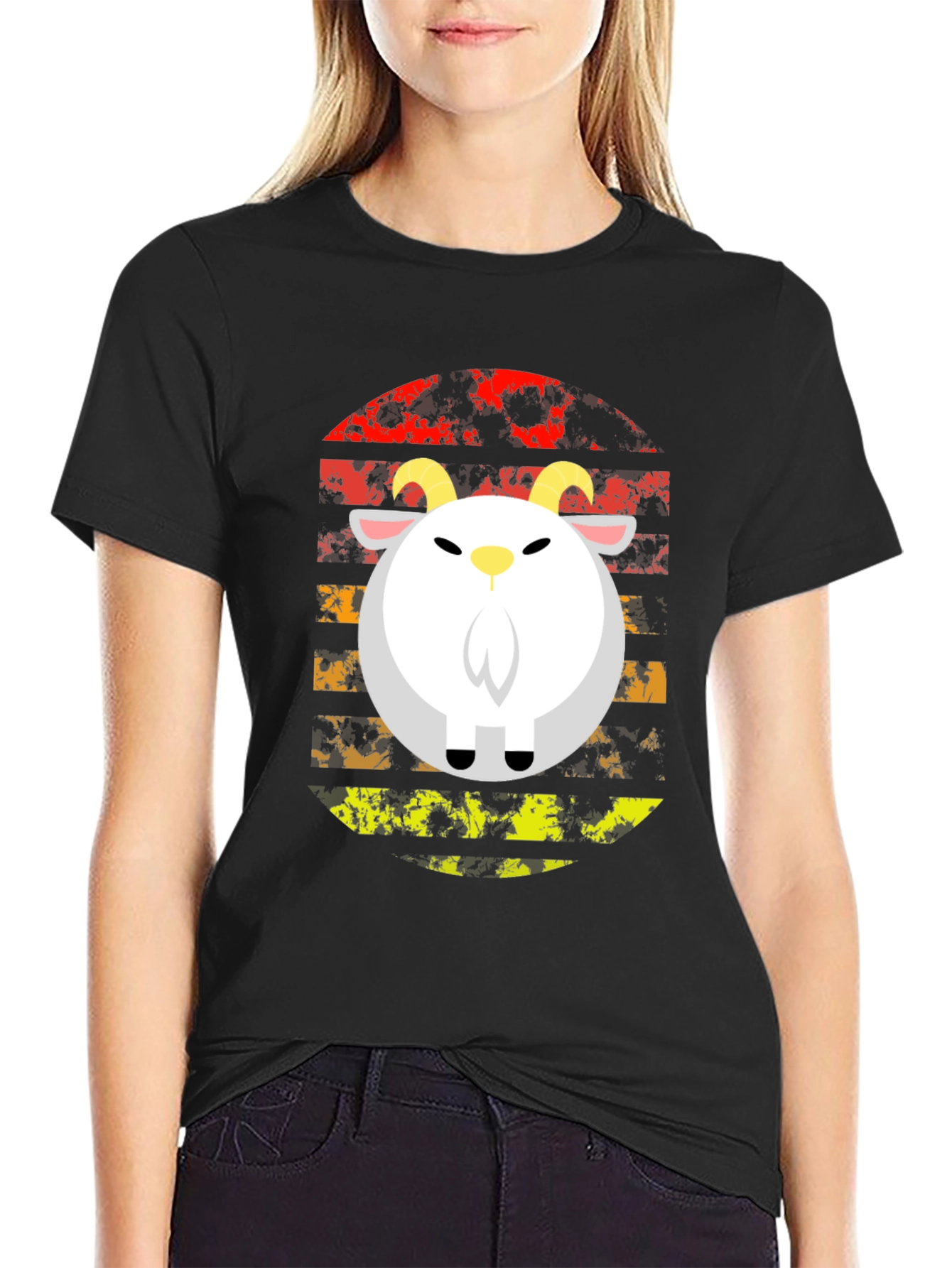 Retro Goat Graphic Tee - Black
