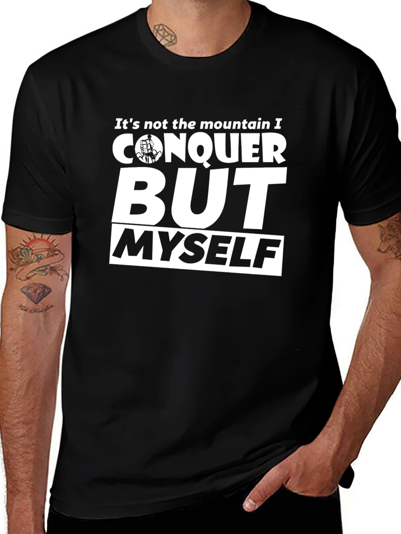 Conquer Myself T-Shirt - Motivational Black Tee