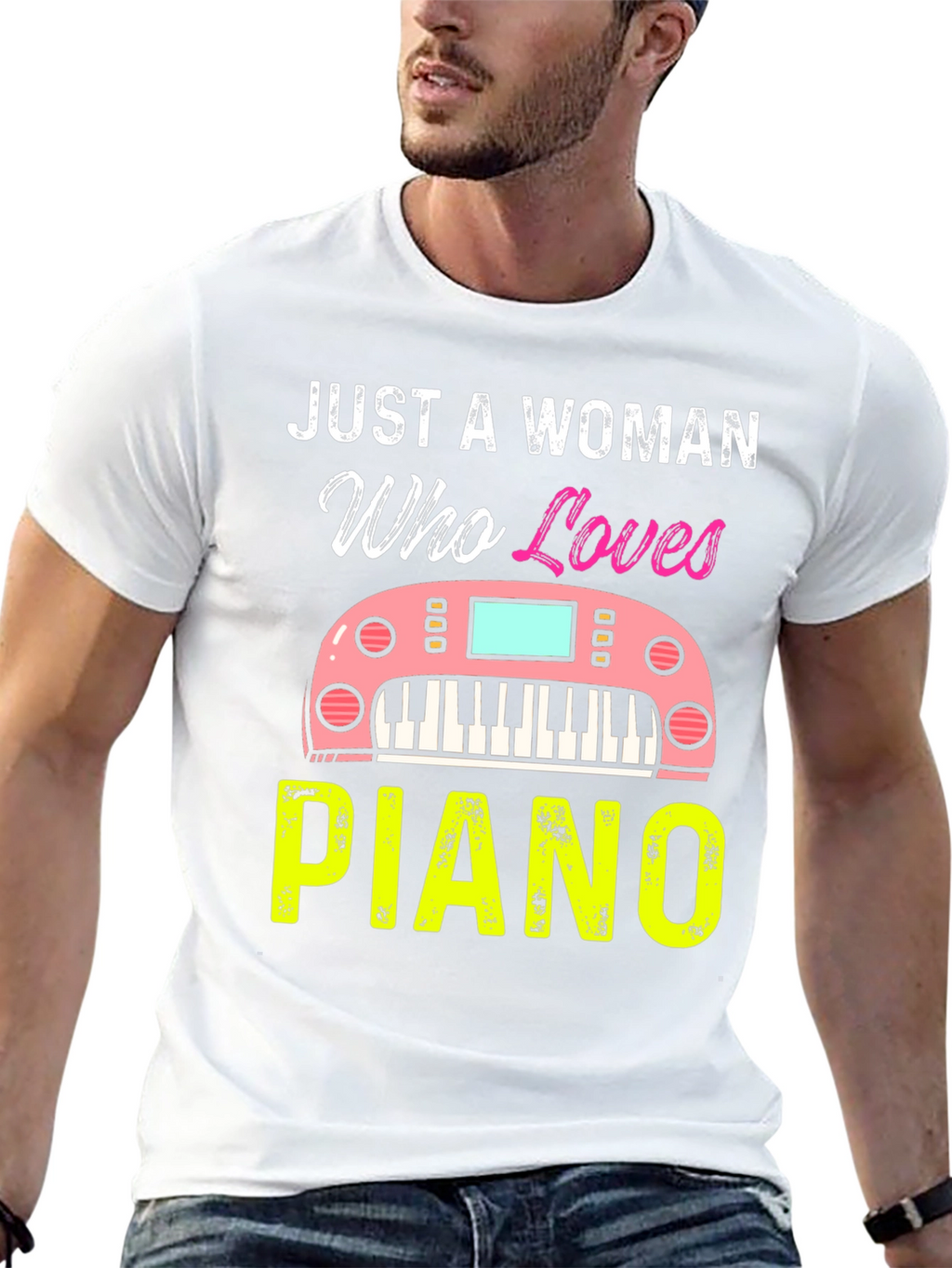 Just A Woman Who Loves Piano Black T-Shirt