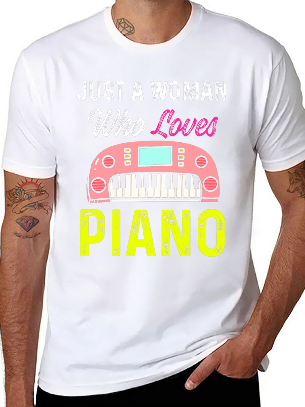 Just A Woman Who Loves Piano Black T-Shirt