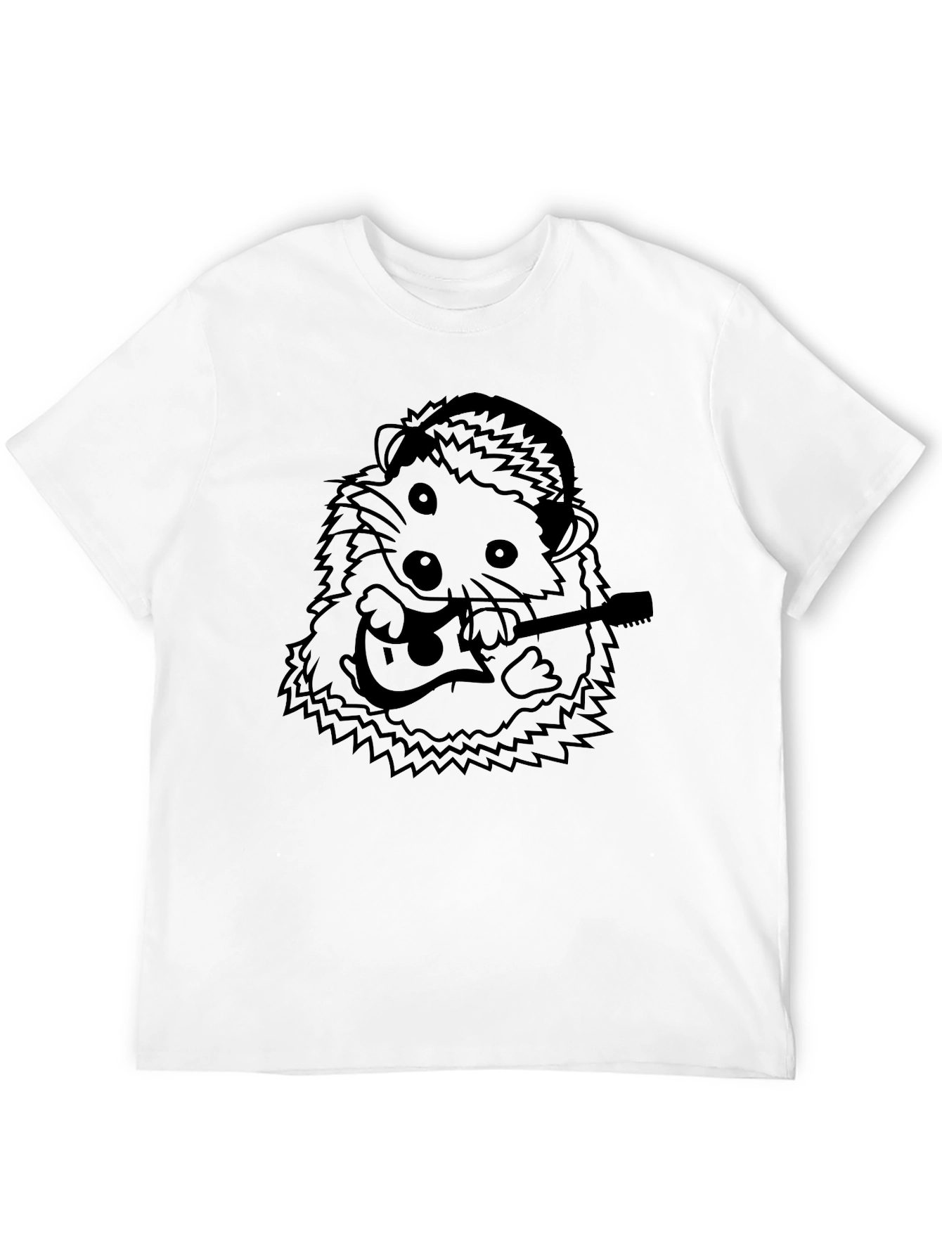 Hedgehog Guitarist T-Shirt - Black Cotton Tee