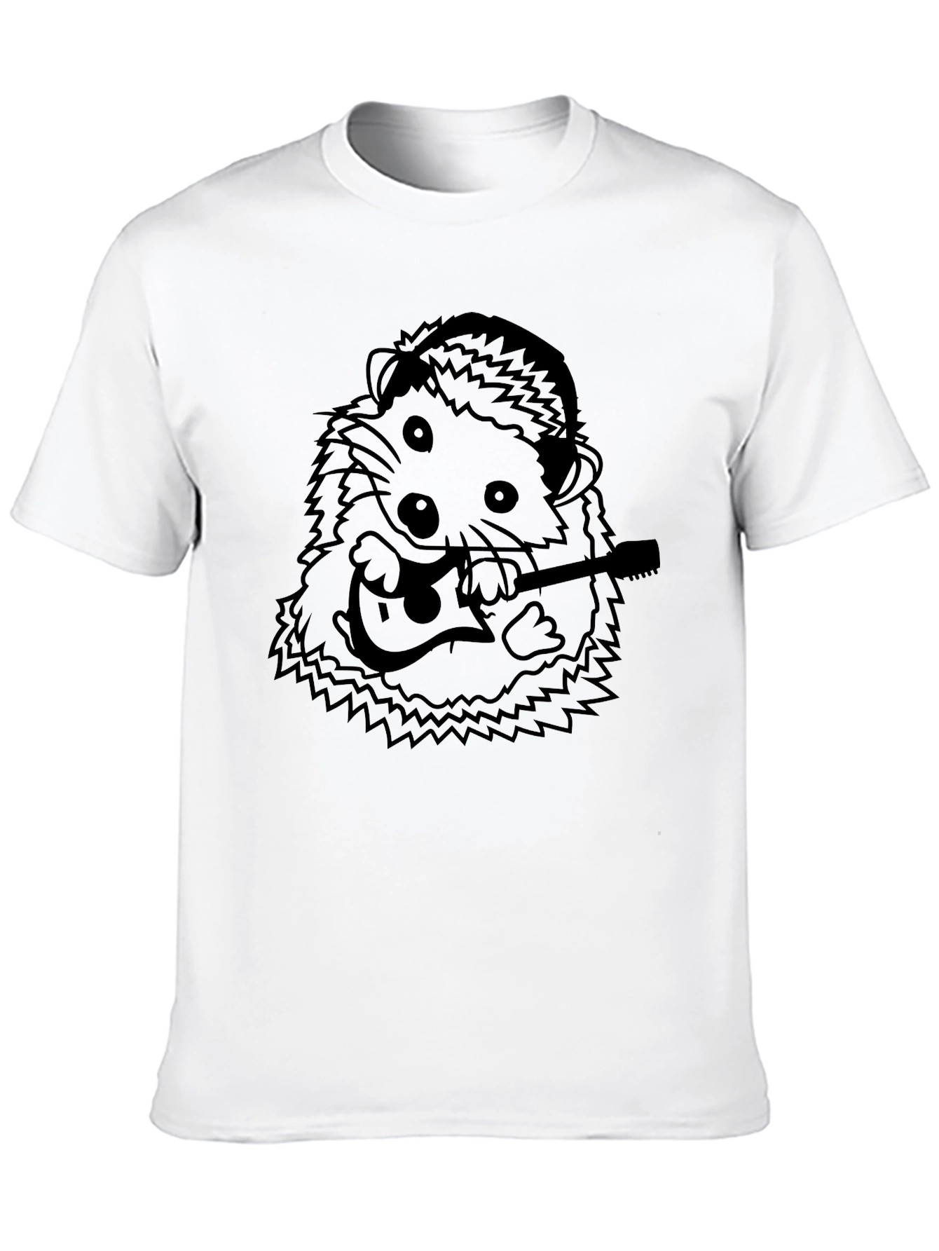 Hedgehog Guitarist T-Shirt - Black Cotton Tee