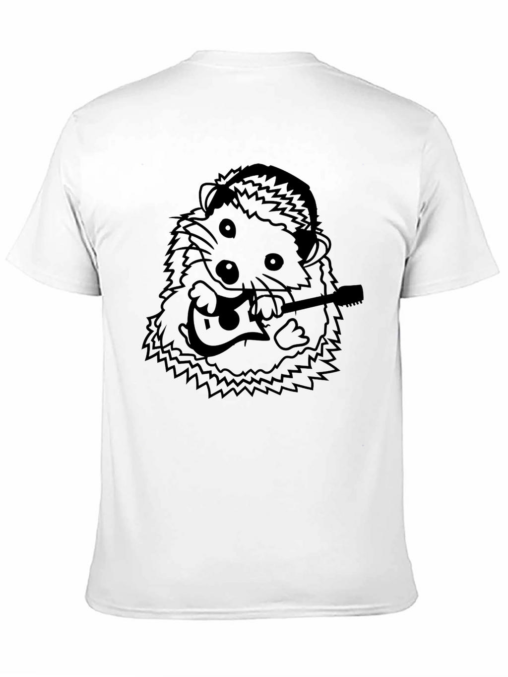 Hedgehog Guitarist T-Shirt - Black Cotton Tee
