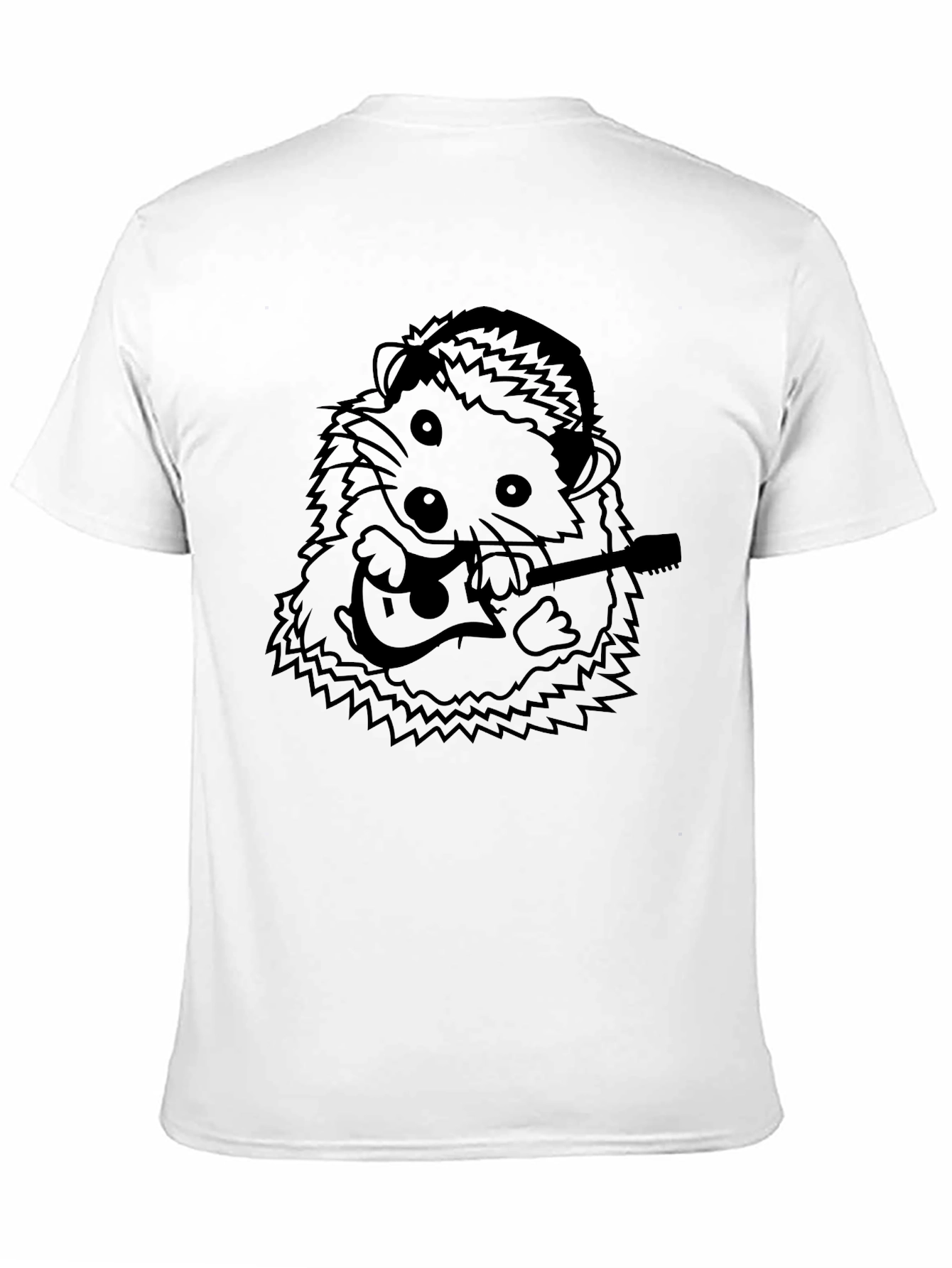 Hedgehog Guitarist T-Shirt - Black Cotton Tee