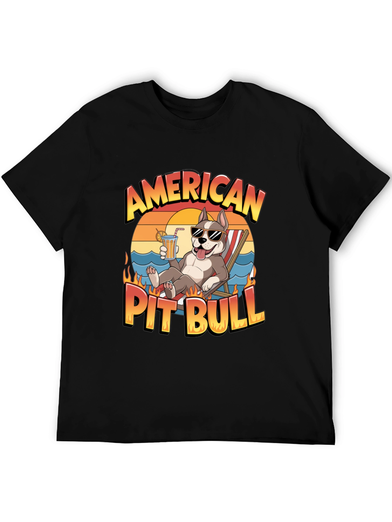 American Pit Bull T-Shirt - Relaxed Beach Vibe