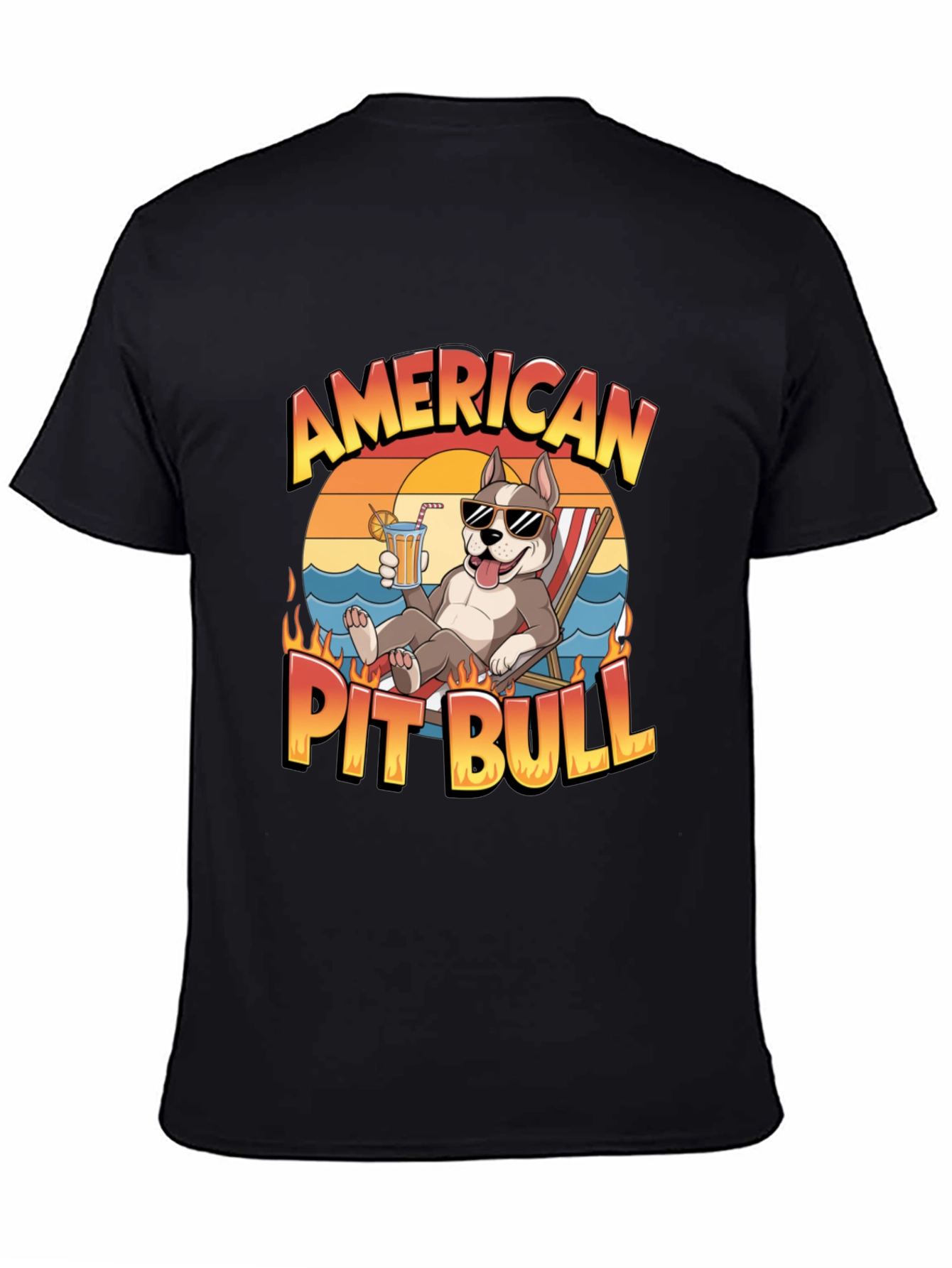 American Pit Bull T-Shirt - Relaxed Beach Vibe