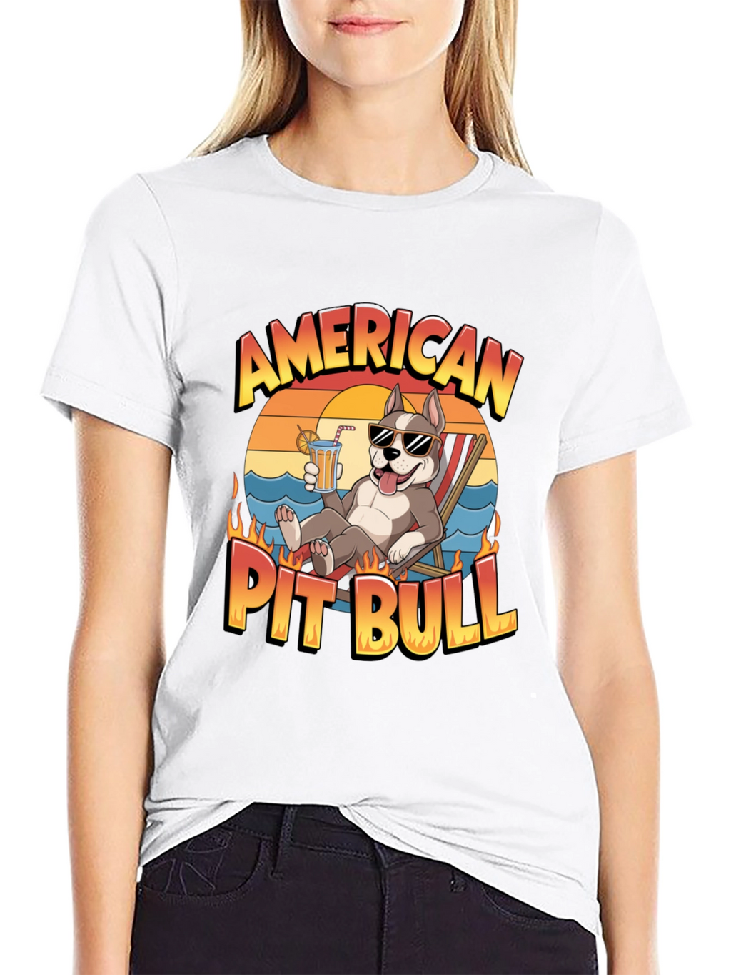 American Pit Bull T-Shirt - Relaxed Beach Vibe