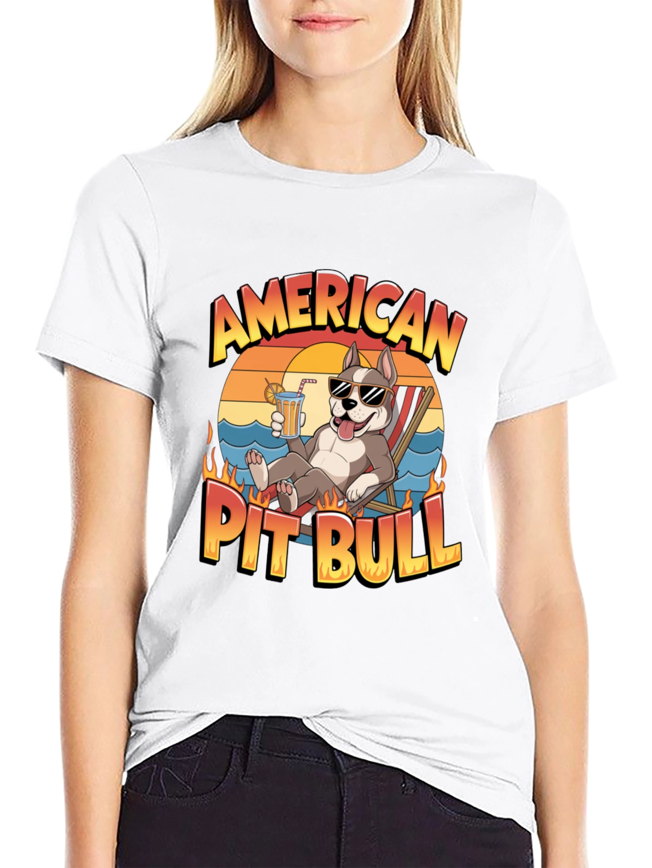 American Pit Bull T-Shirt - Relaxed Beach Vibe