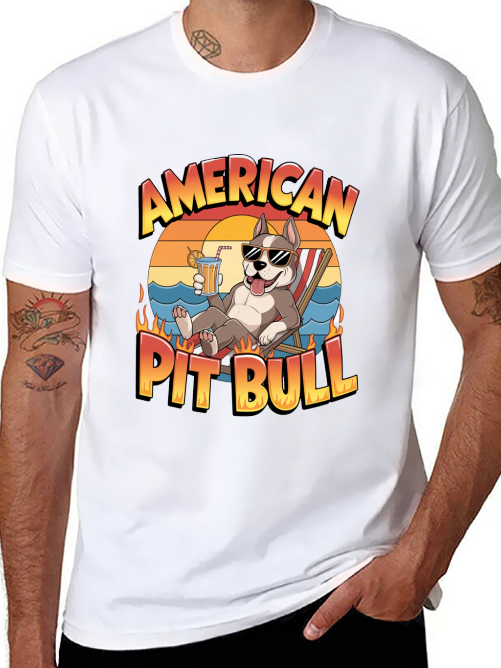American Pit Bull T-Shirt - Relaxed Beach Vibe