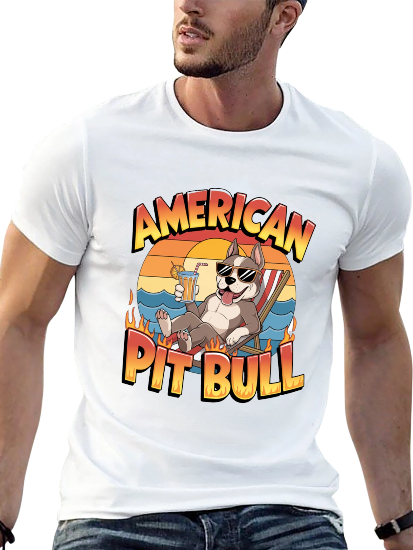 American Pit Bull T-Shirt - Relaxed Beach Vibe