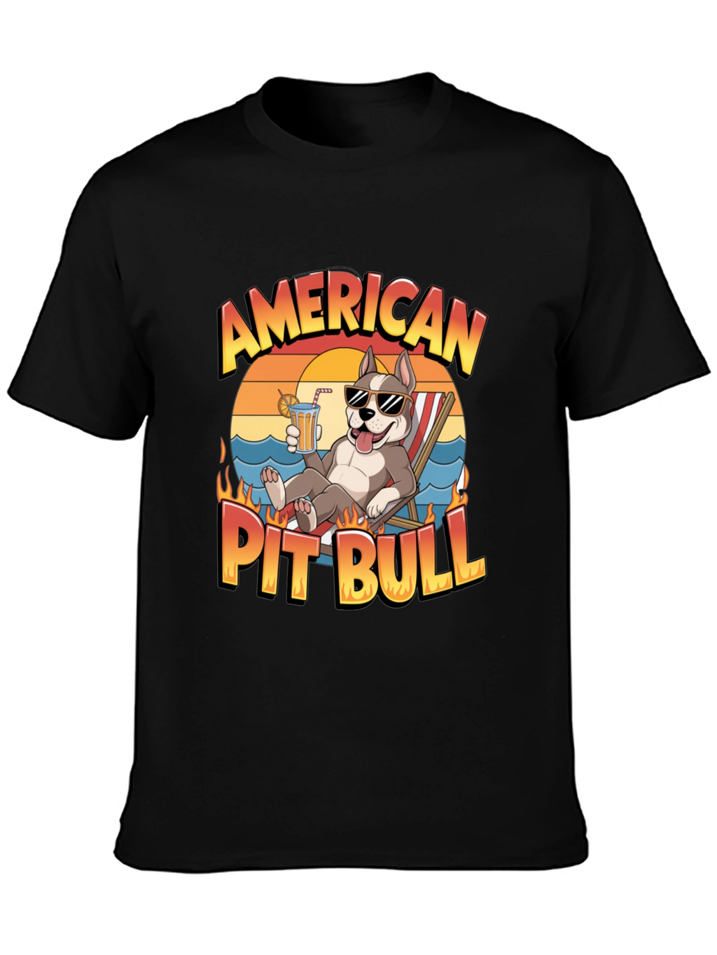 American Pit Bull T-Shirt - Relaxed Beach Vibe