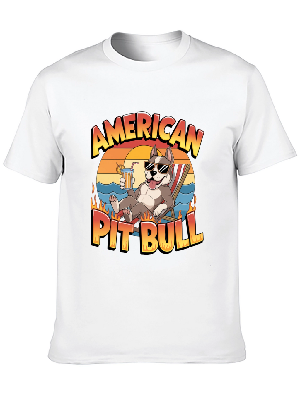 American Pit Bull T-Shirt - Relaxed Beach Vibe