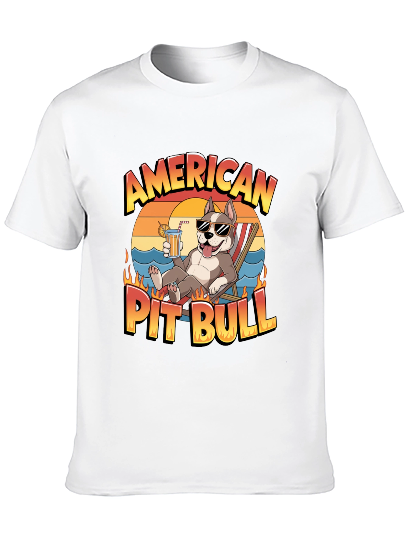 American Pit Bull T-Shirt - Relaxed Beach Vibe
