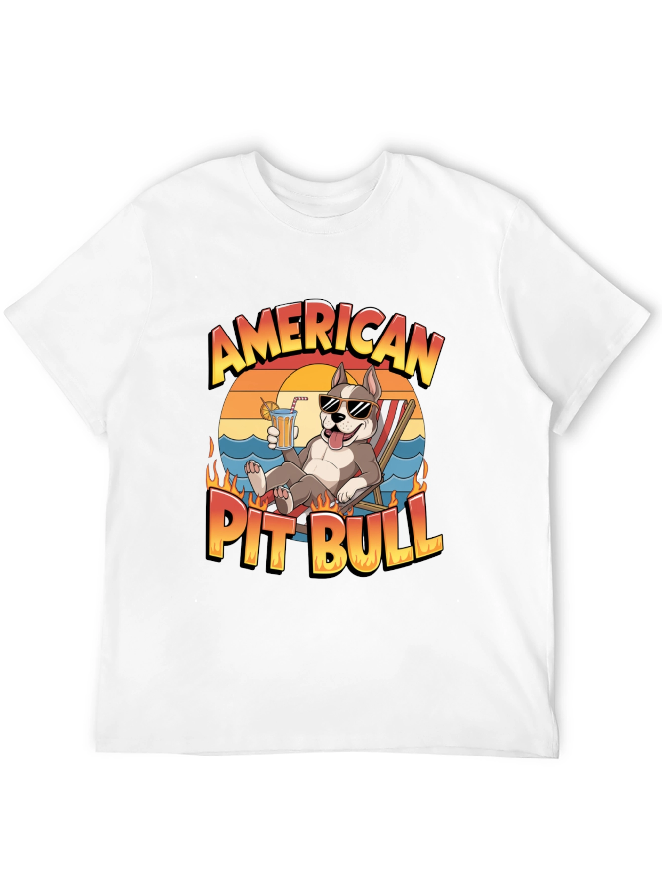 American Pit Bull T-Shirt - Relaxed Beach Vibe