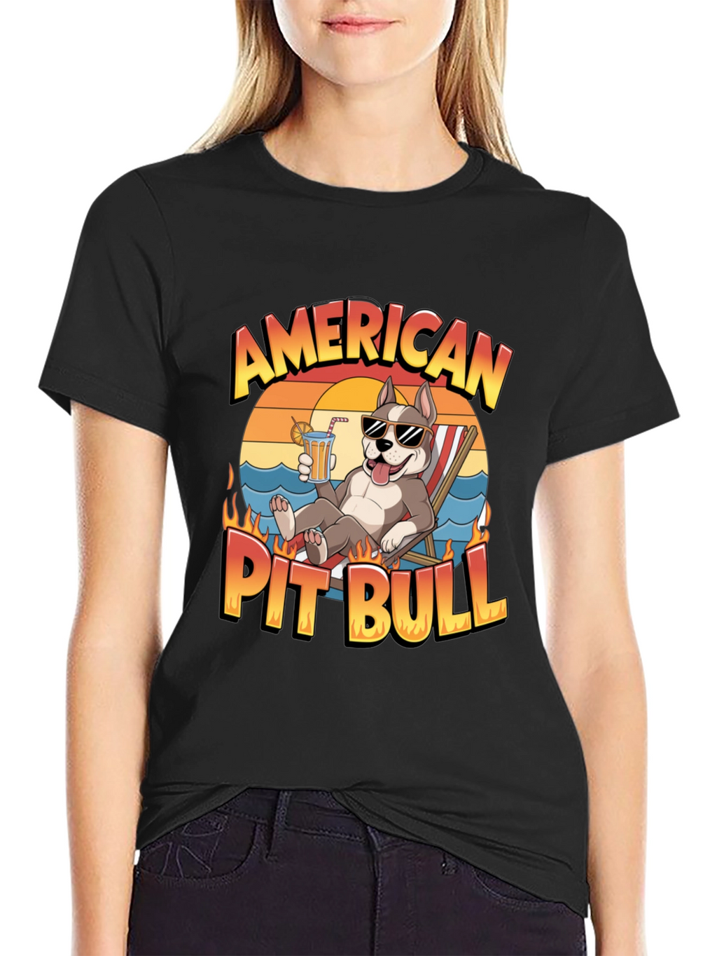 American Pit Bull T-Shirt - Relaxed Beach Vibe