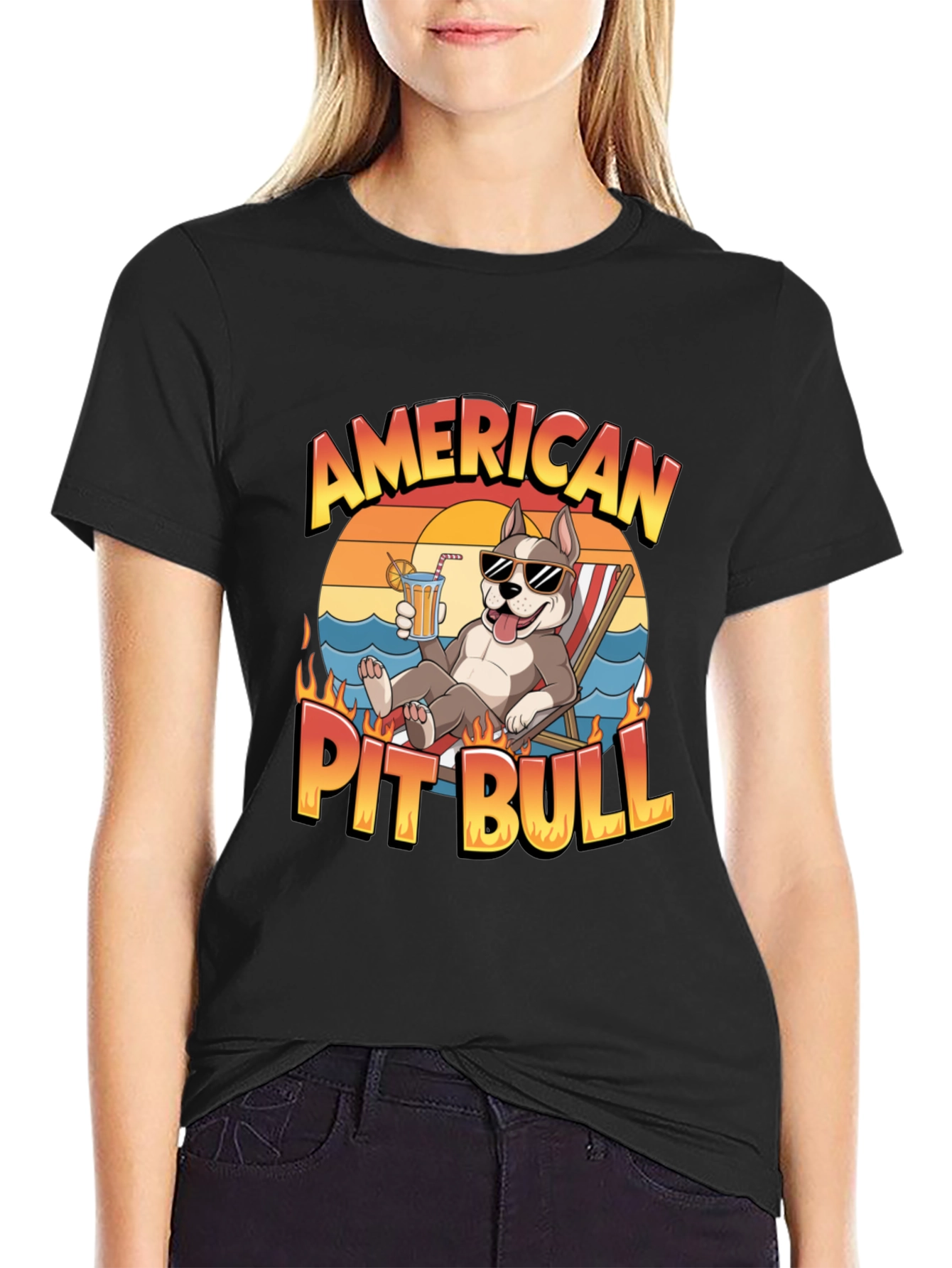 American Pit Bull T-Shirt - Relaxed Beach Vibe