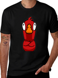 Red Angry Bird Graphic Tee - Casual Black T-Shirt