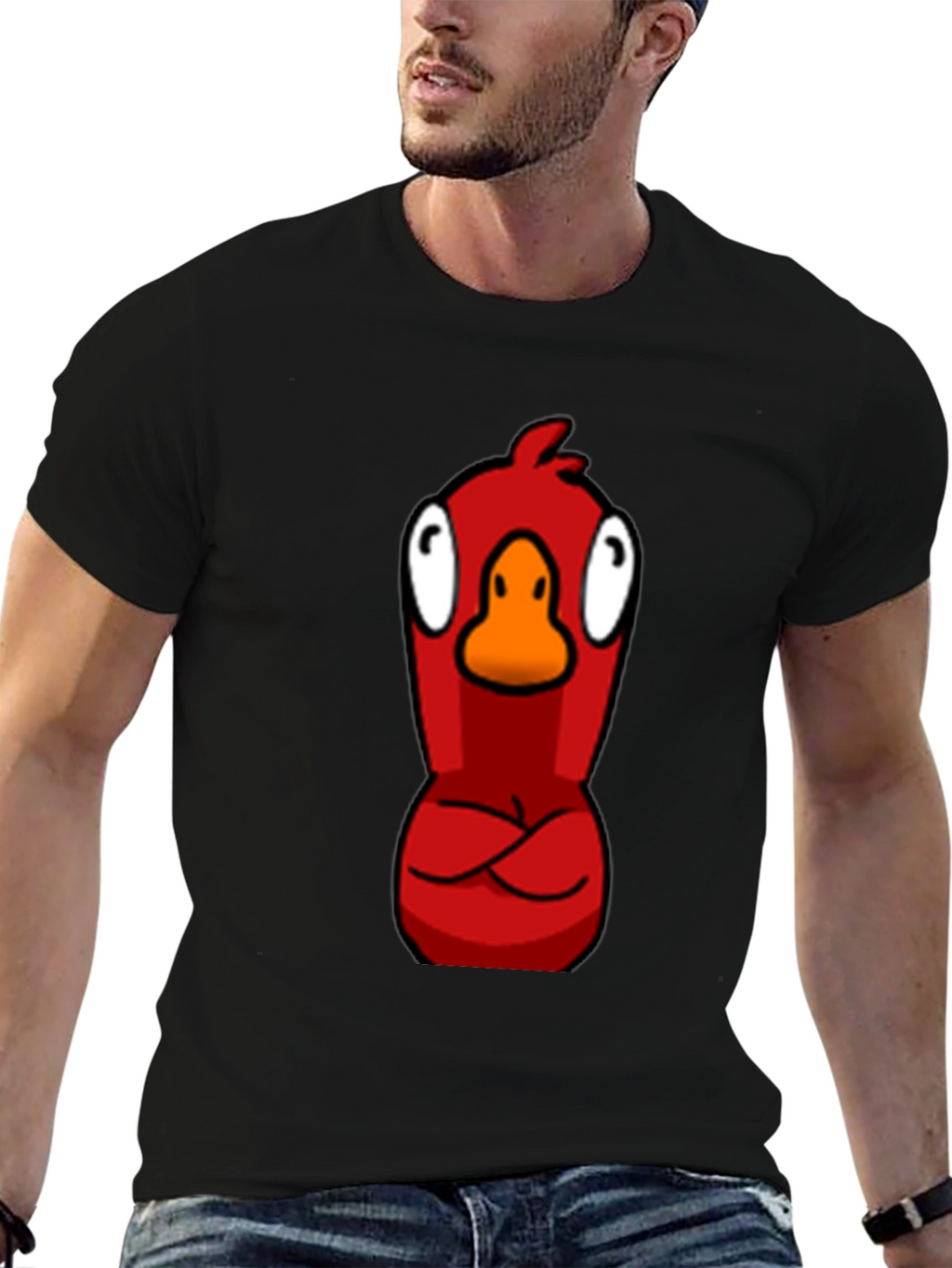 Red Angry Bird Graphic Tee - Casual Black T-Shirt