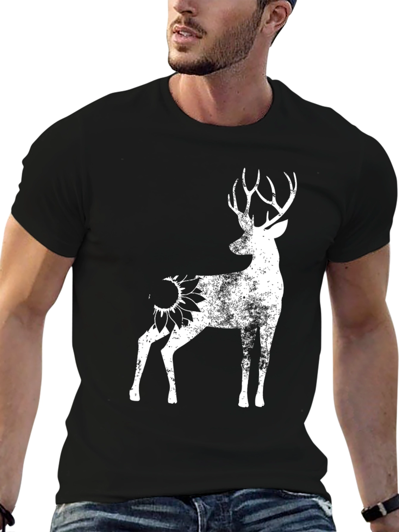 Deer Sunflower Graphic Tee