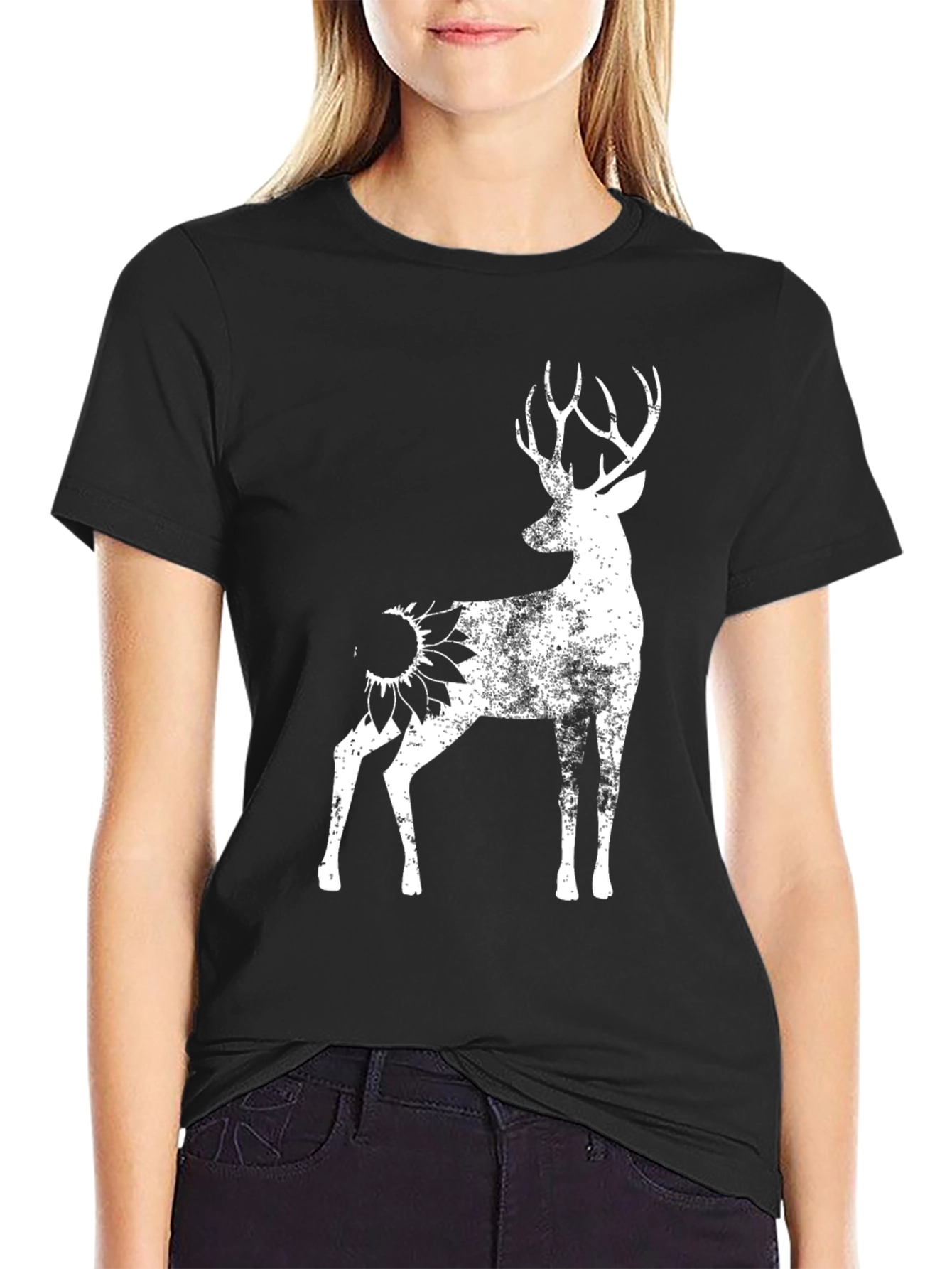 Deer Sunflower Graphic Tee