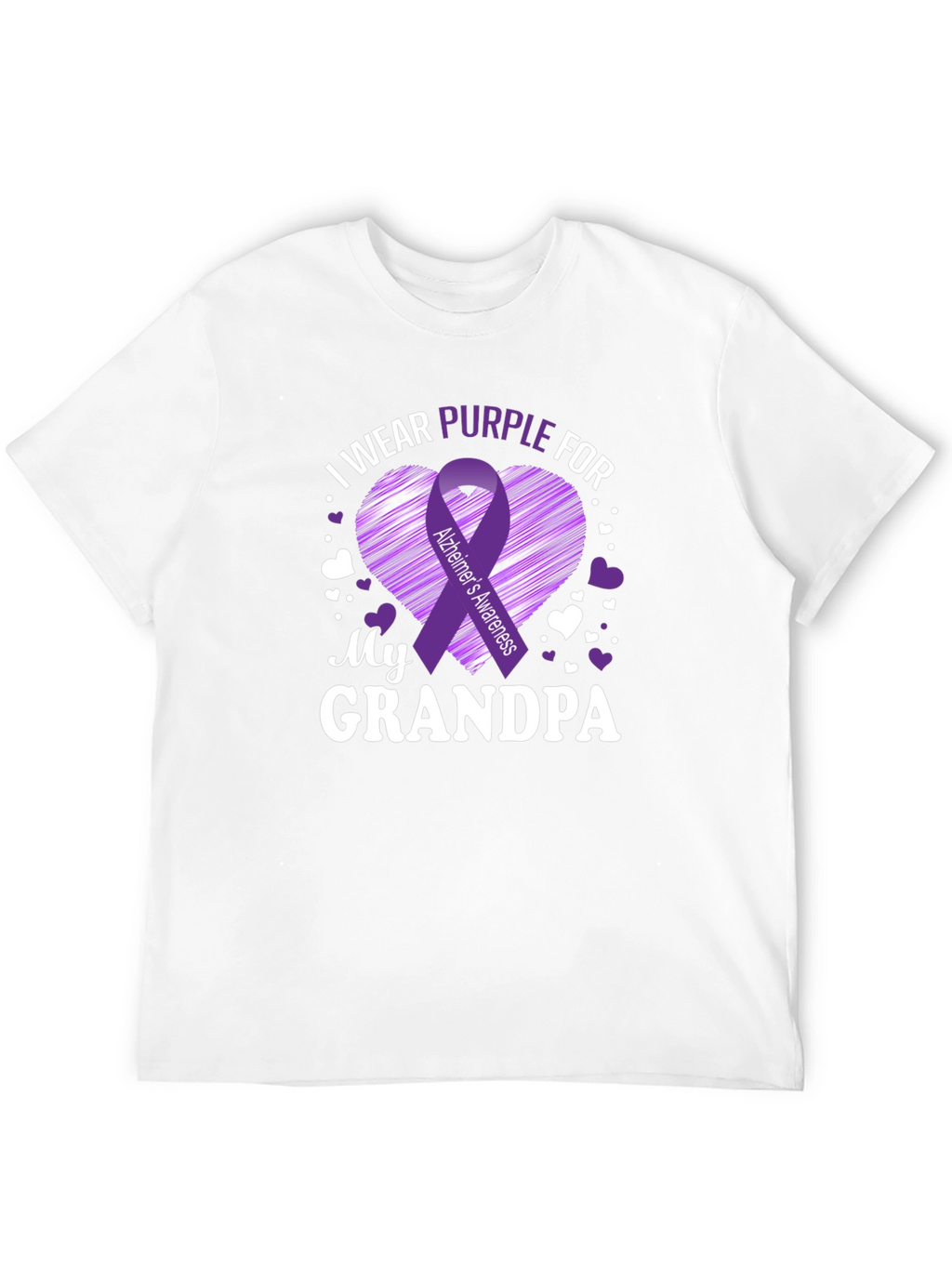 Alzheimers Awareness Purple Ribbon Grandpa T-Shirt
