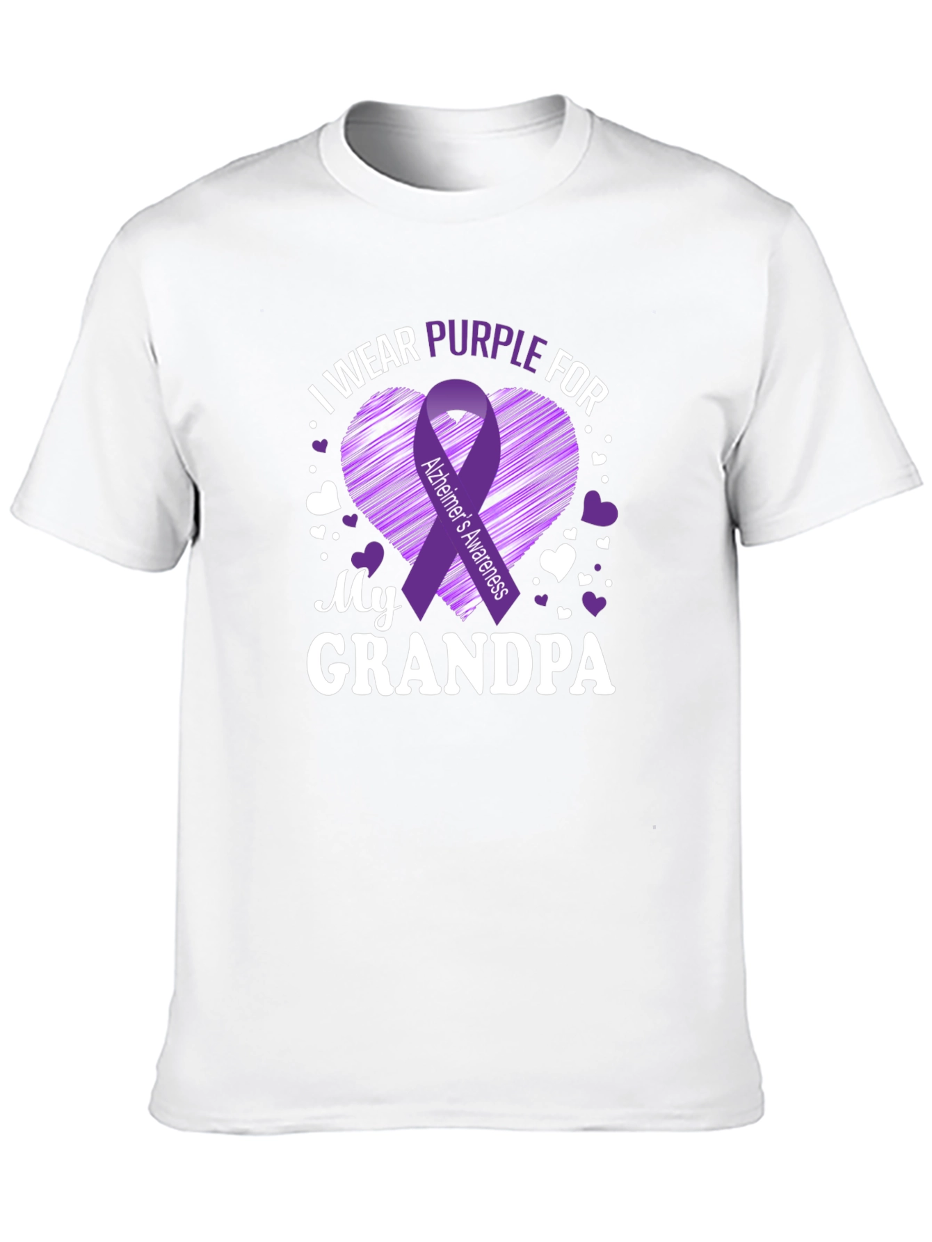 Alzheimers Awareness Purple Ribbon Grandpa T-Shirt