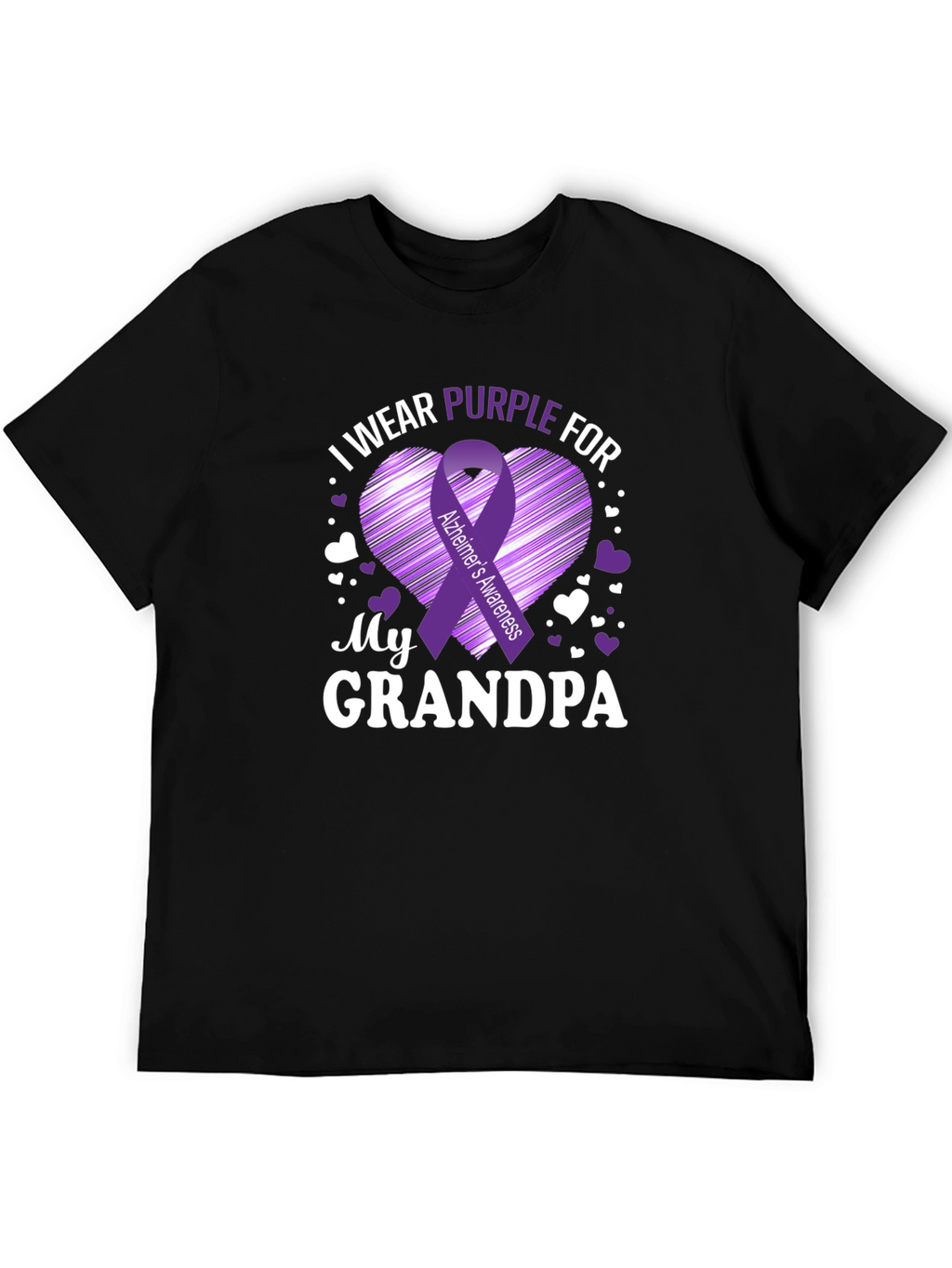 Alzheimers Awareness Purple Ribbon Grandpa T-Shirt