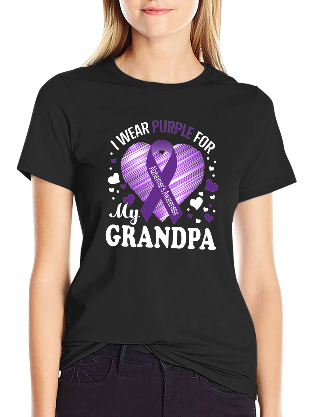 Alzheimers Awareness Purple Ribbon Grandpa T-Shirt