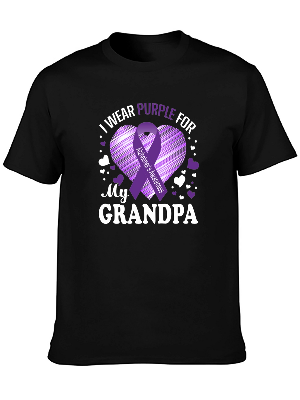 Alzheimers Awareness Purple Ribbon Grandpa T-Shirt
