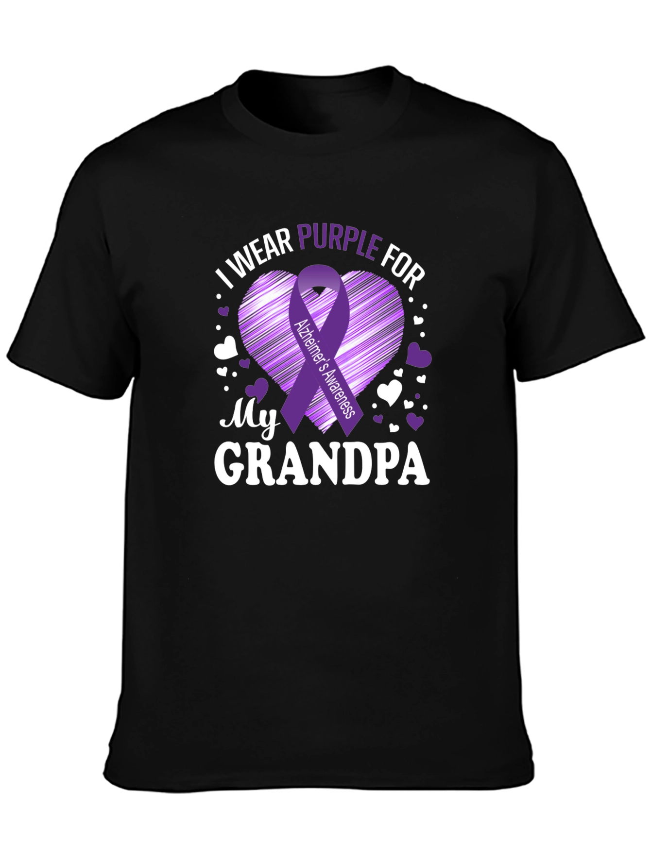Alzheimers Awareness Purple Ribbon Grandpa T-Shirt