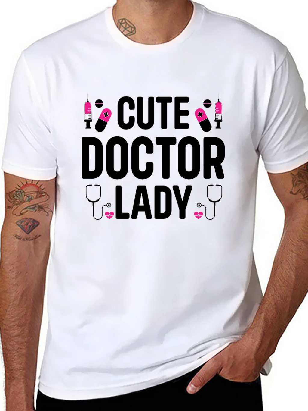 Cute Doctor Lady Black T-Shirt