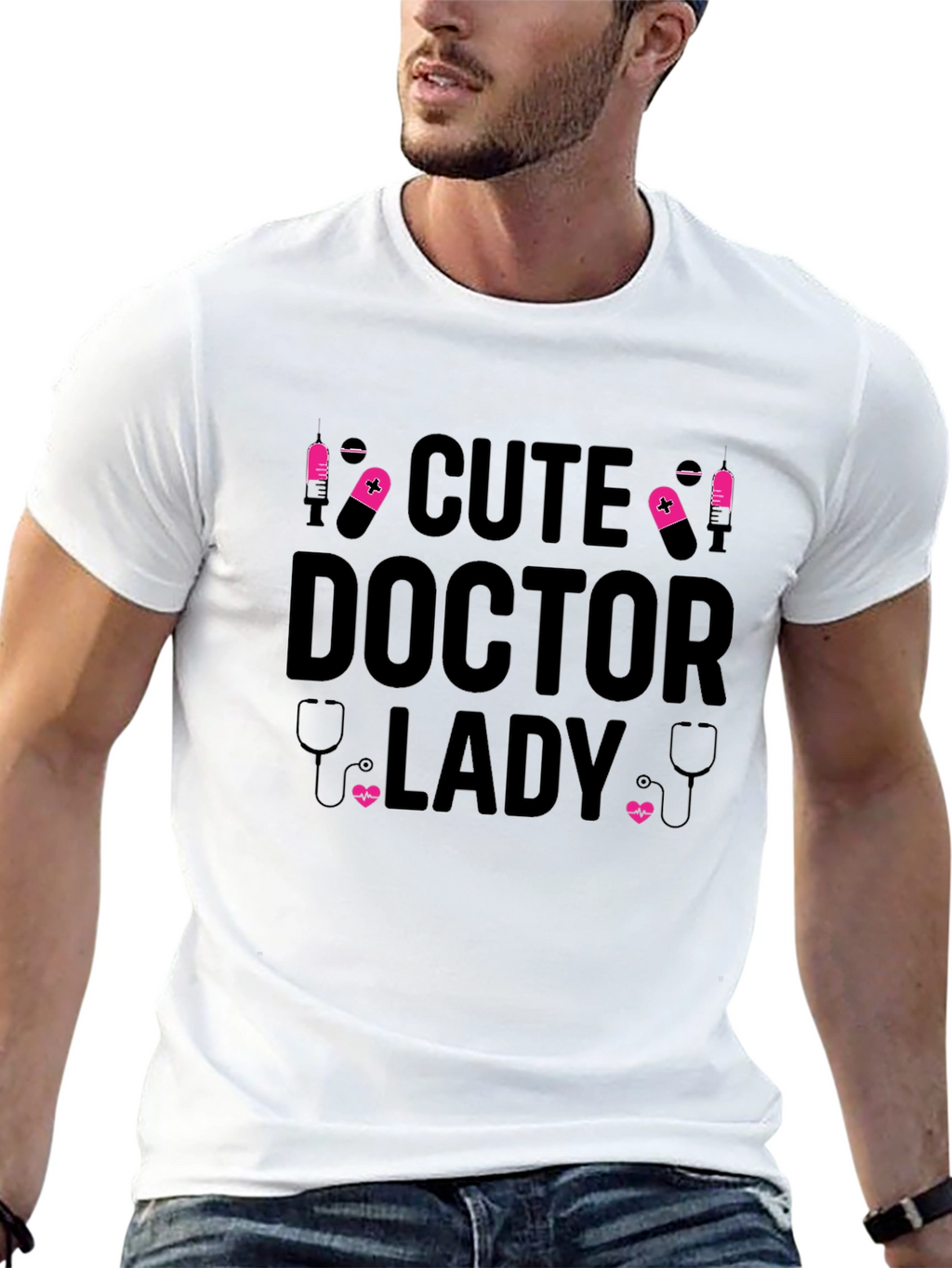 Cute Doctor Lady Black T-Shirt