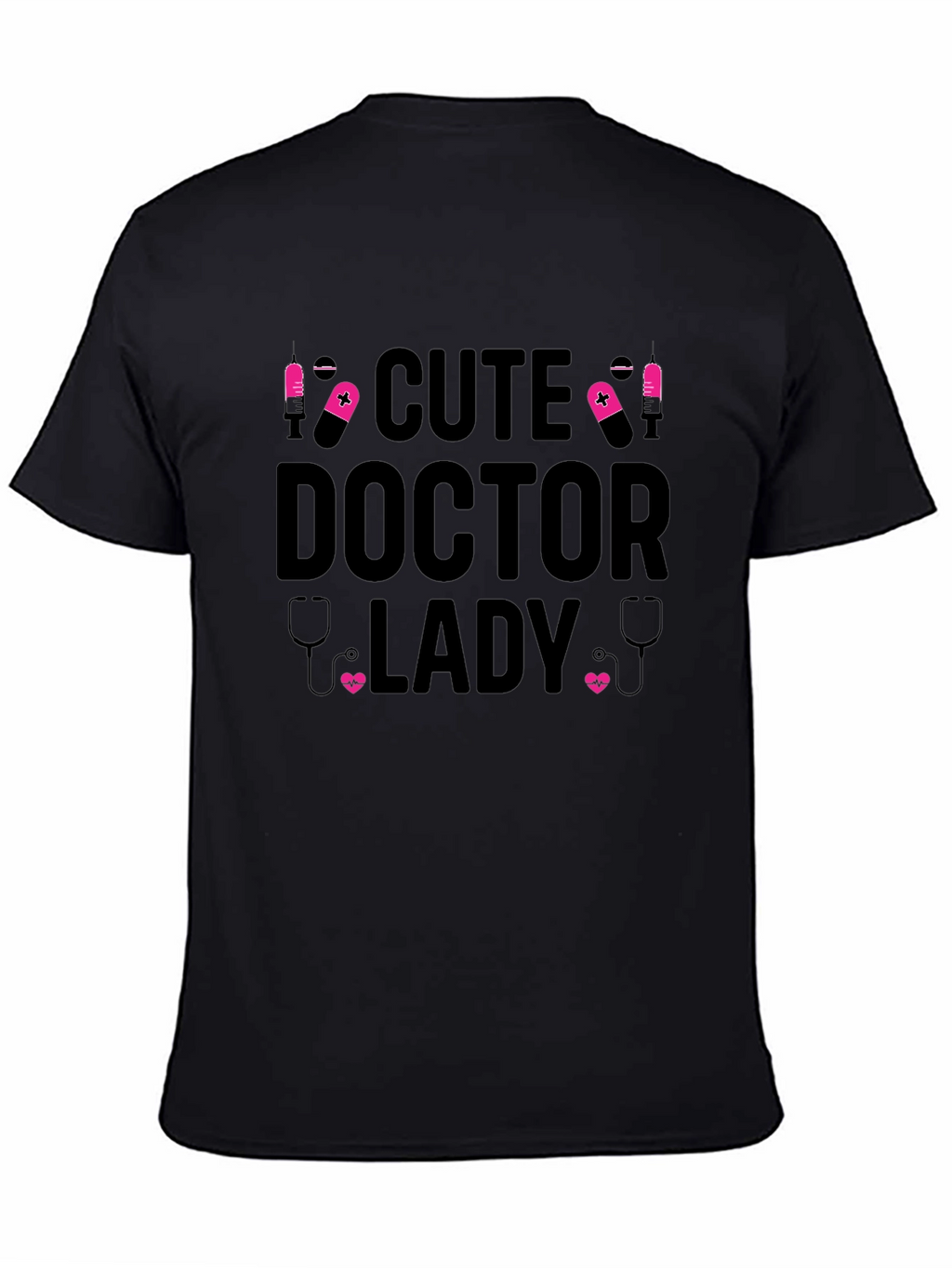 Cute Doctor Lady Black T-Shirt