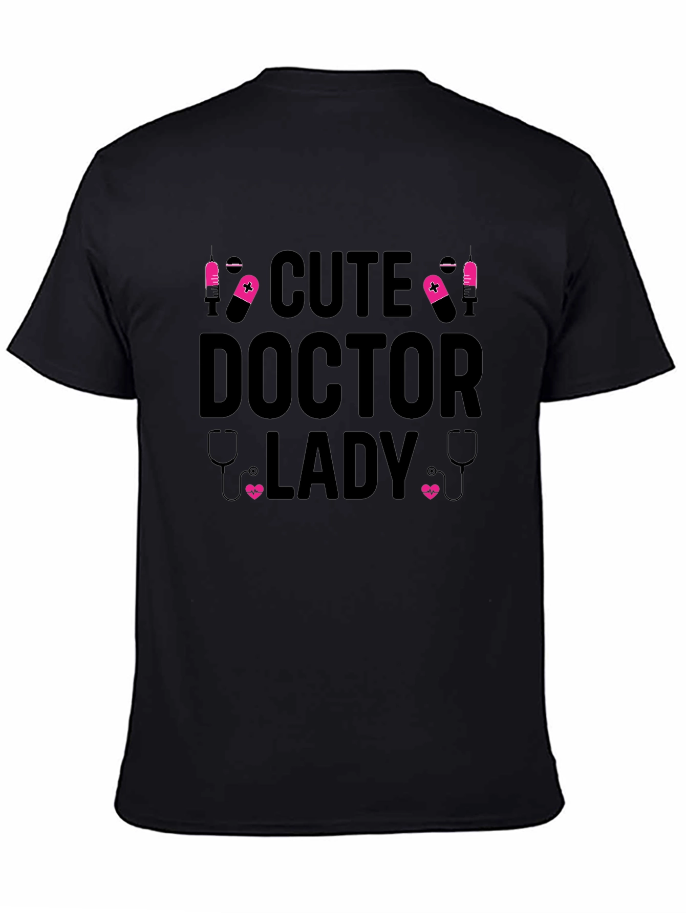 Cute Doctor Lady Black T-Shirt