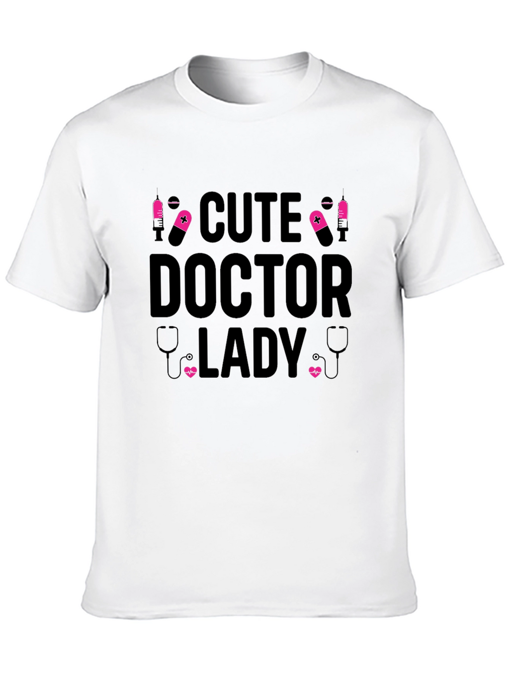 Cute Doctor Lady Black T-Shirt